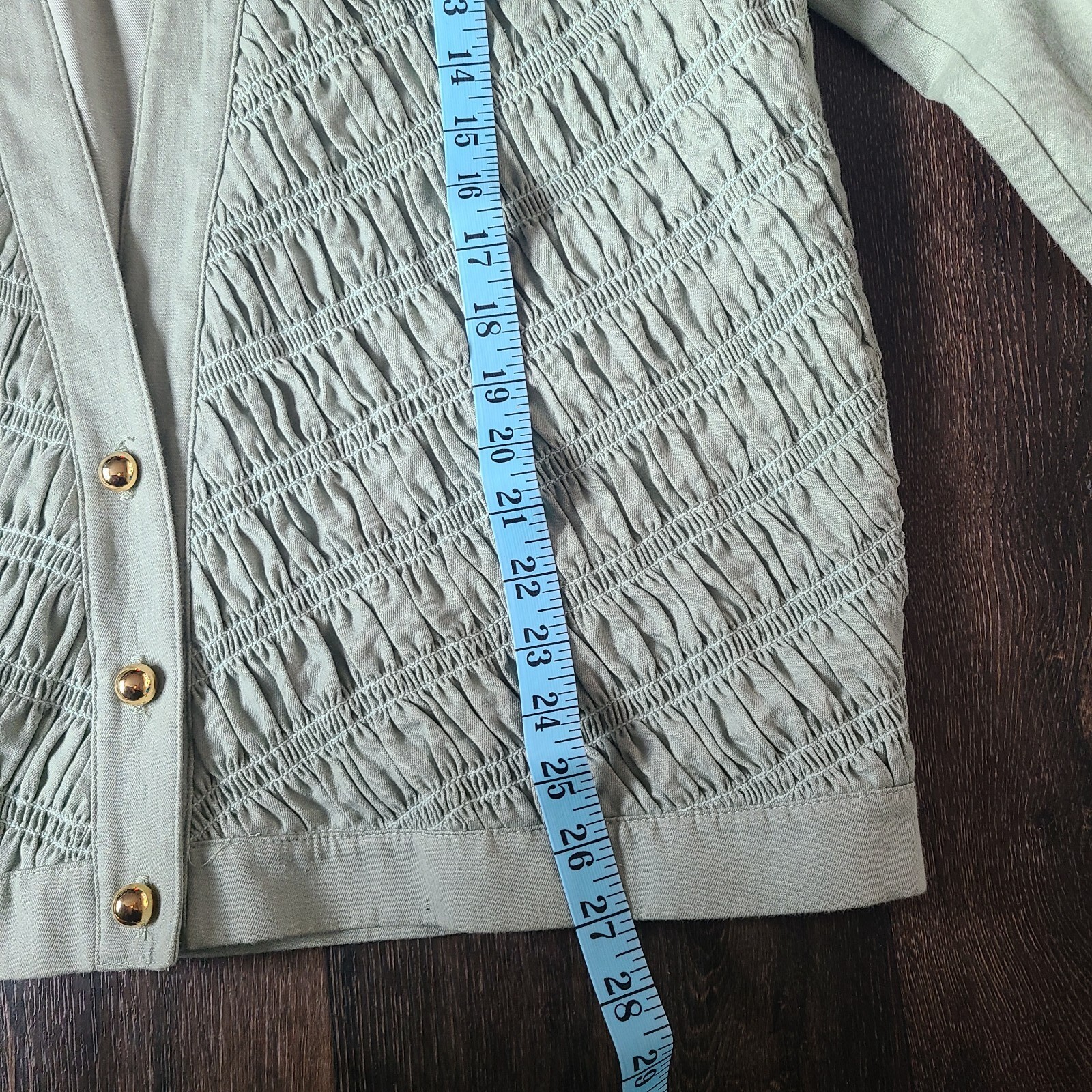 Three Flaggs California Cardigan Blazer Womens Size M 10 Sage Green Vtg Boho