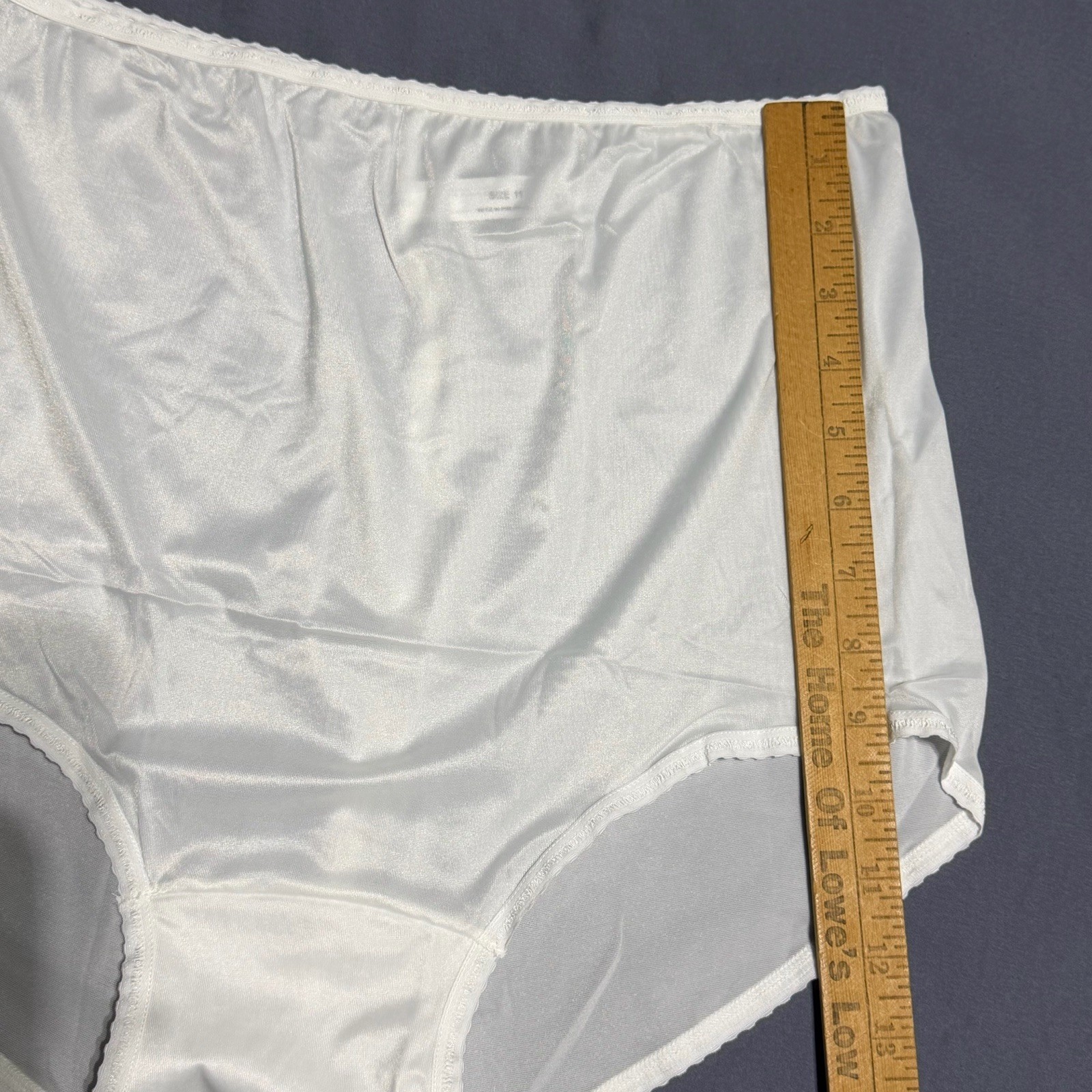 3 Pair Vintage Bali 23465 White Nylon Satin Full Cut Brief Panties Size 11