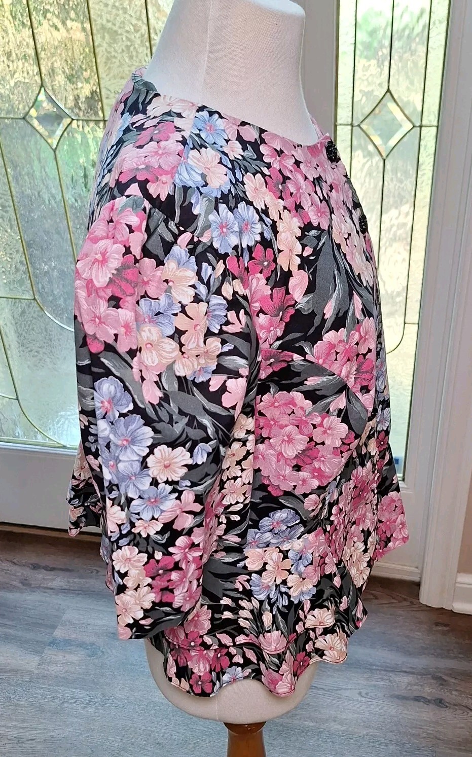 Vintage Via Sant Andrea Peplum Top Women’s Petite 18 WP AOP Floral MADE IN USA