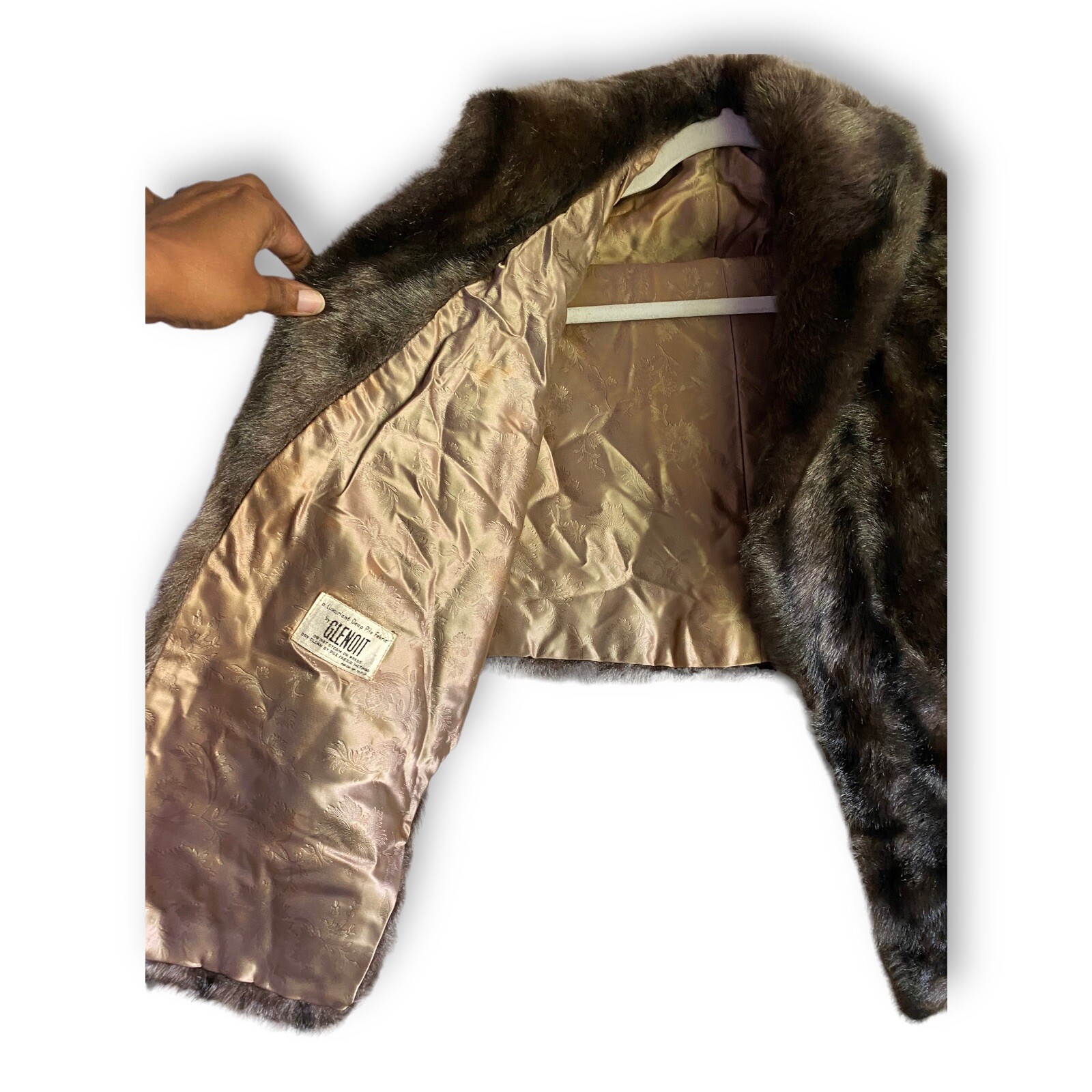 Vintage Caplet Shrug Faux Fur Brown Cape Medium Large 1950s Made In The USA