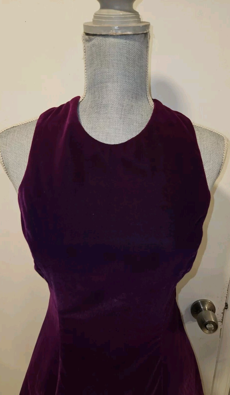 Scarlet Nite Size 5/6 Purple Velvet Mini Dress Chiffon Fit And Flare Vintage 80s
