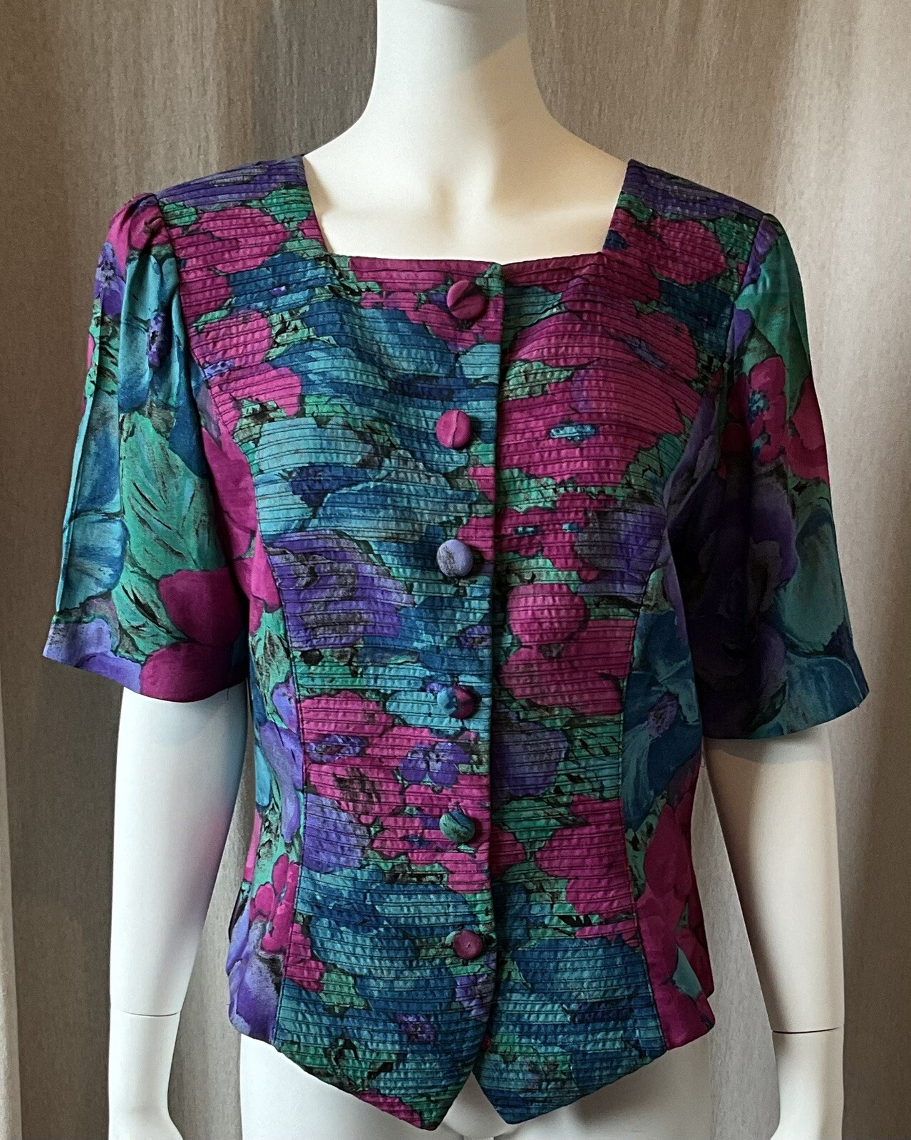 Joan Leslie Vintage 80’s Women’s Top Tropical Hawaiian Size 12 Golden Girls