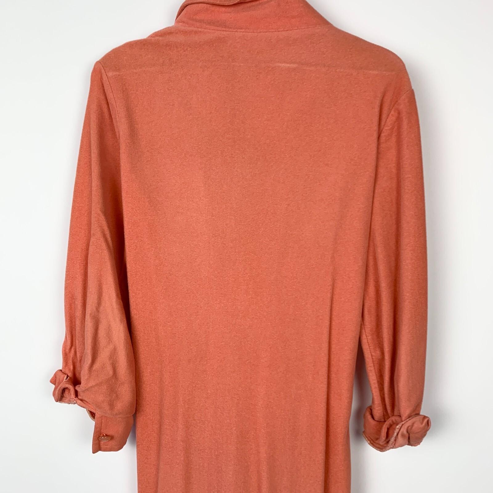 Vintage Lounge Craft Coral Velour Shirt House Dress Size Medium