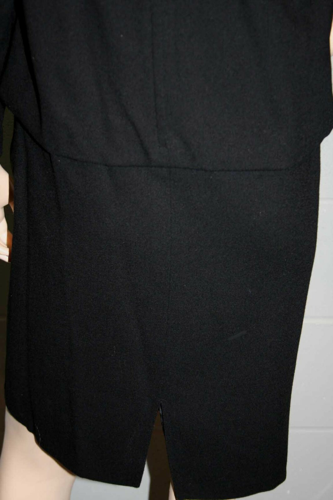 Sz S Vtg 80s Dress YOLANDA LORENTE Wool Crepe Blouson Drop Waist Cocktail Party