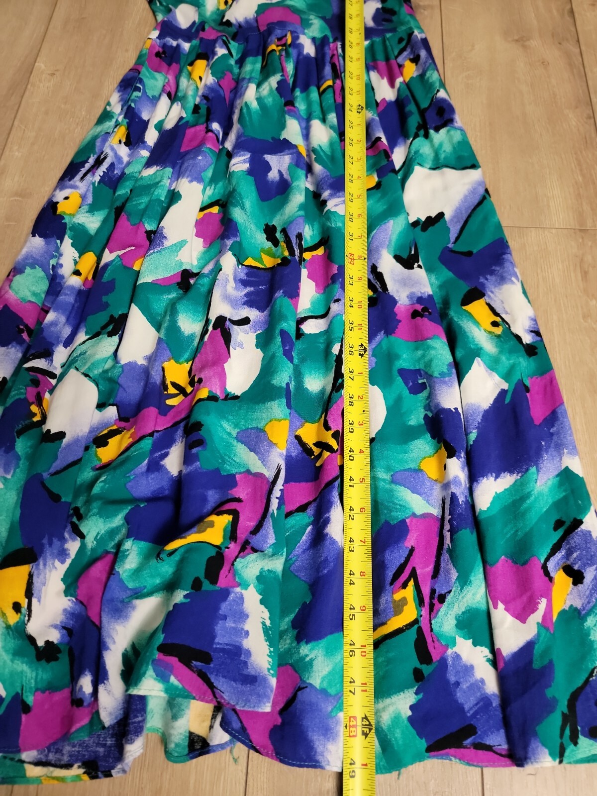 VTG’80s R.E.O Abstract Pattern Tea Garden Dress / Puff Shoulder Rockabilly