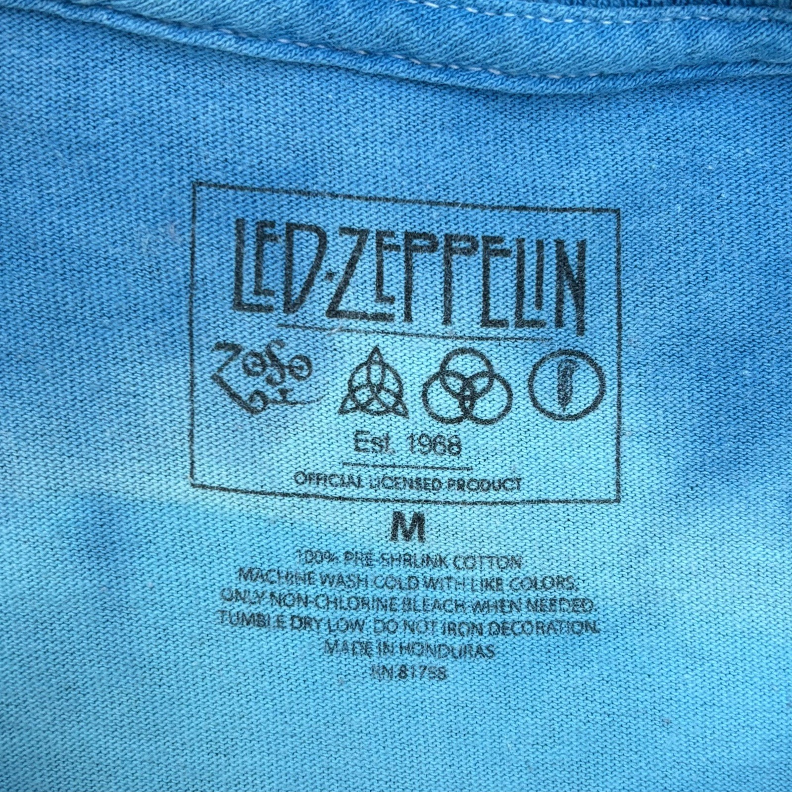 Vintage Y2k Led Zeppelin Band Multi Color Tie Dye Graphic Tee Men’s Medium