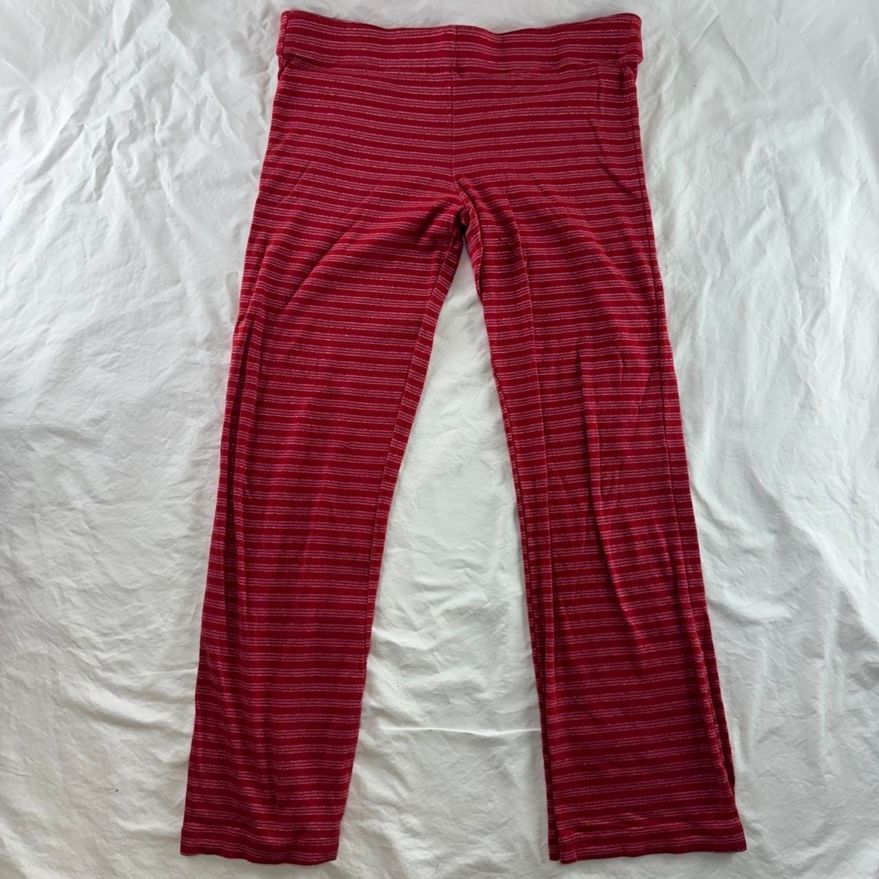 VTG Victoria’s Secret PINK Red & Pink Striped Low Rise Foldover Pants Sz S Y2k