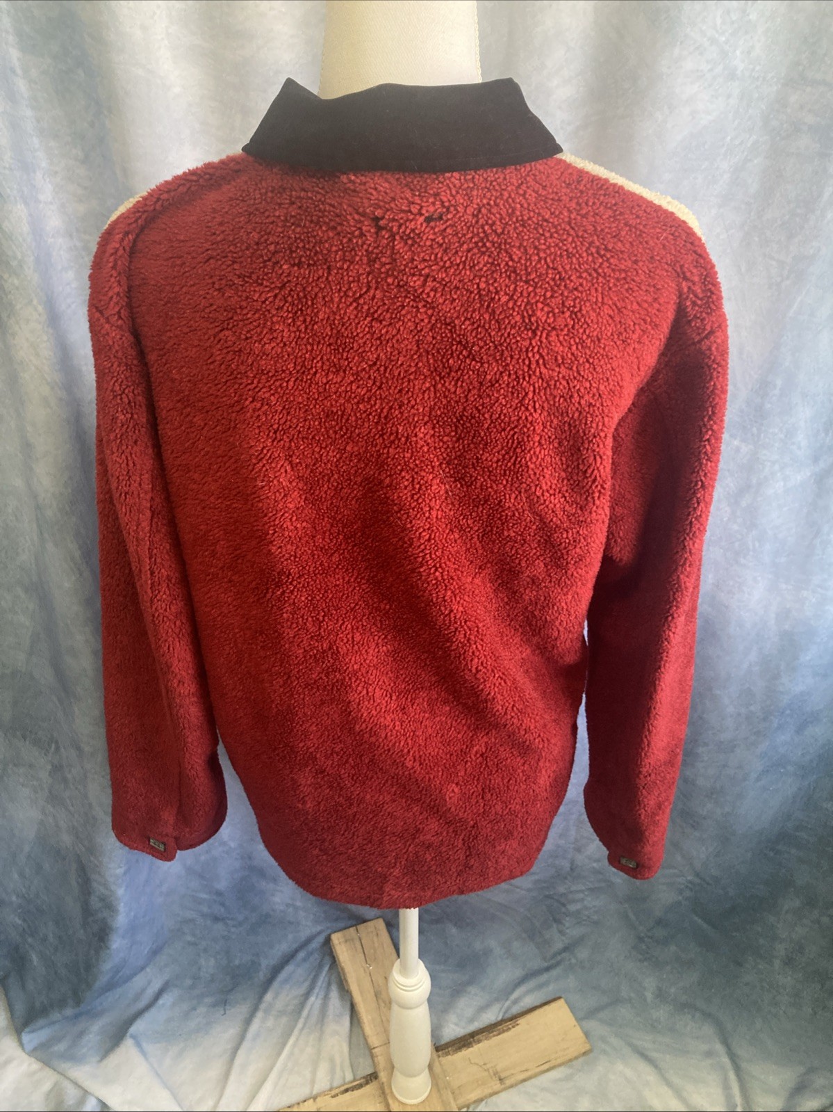 Vtg 1990s Teddi Red Argyle Fleece Jacket Women’s Small Button Up Cardigan GUC