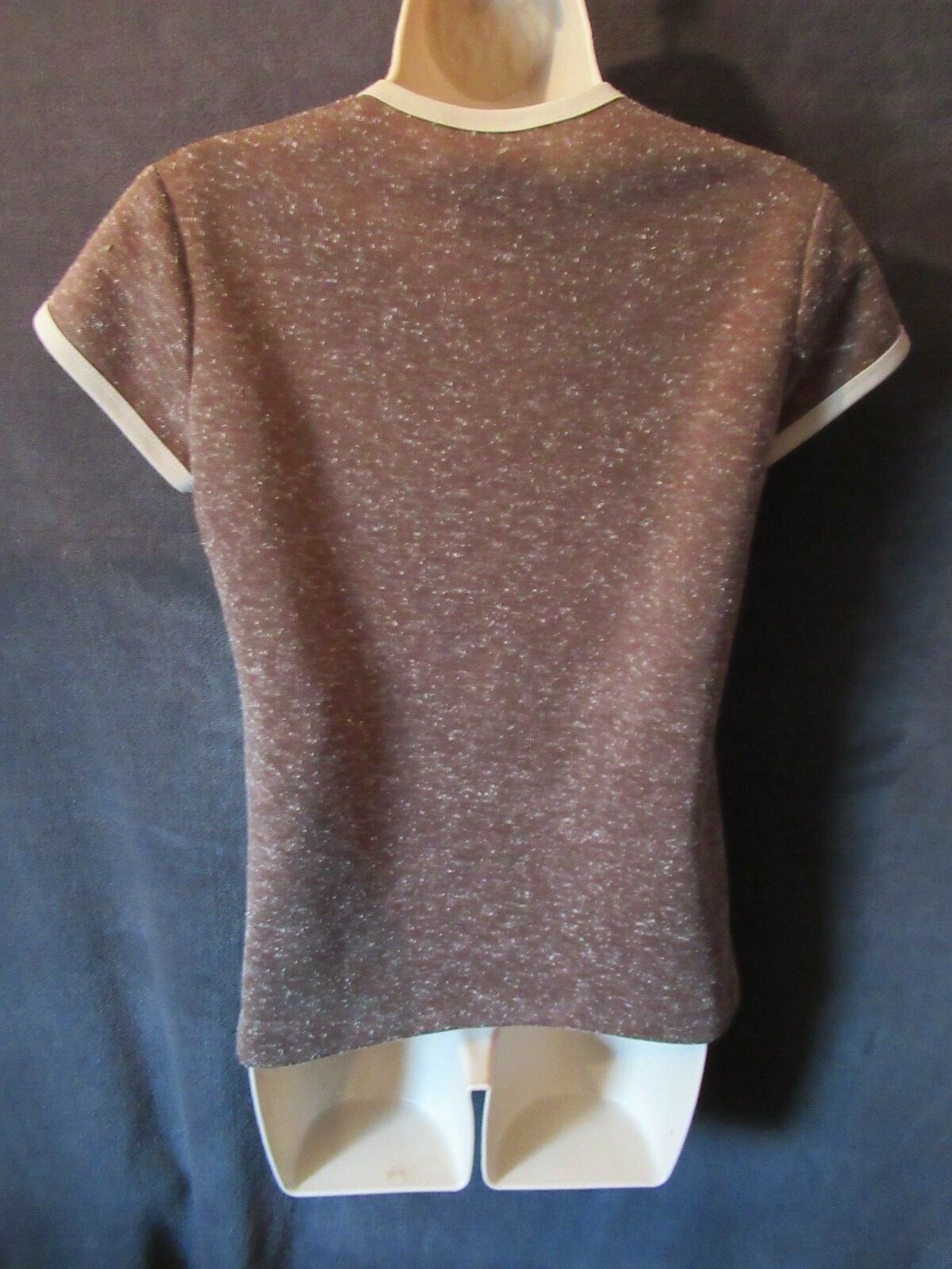 70’s Vintage Miss Shaheen California Hawaii Brown Taupe Speck Knit T Shirt Top M