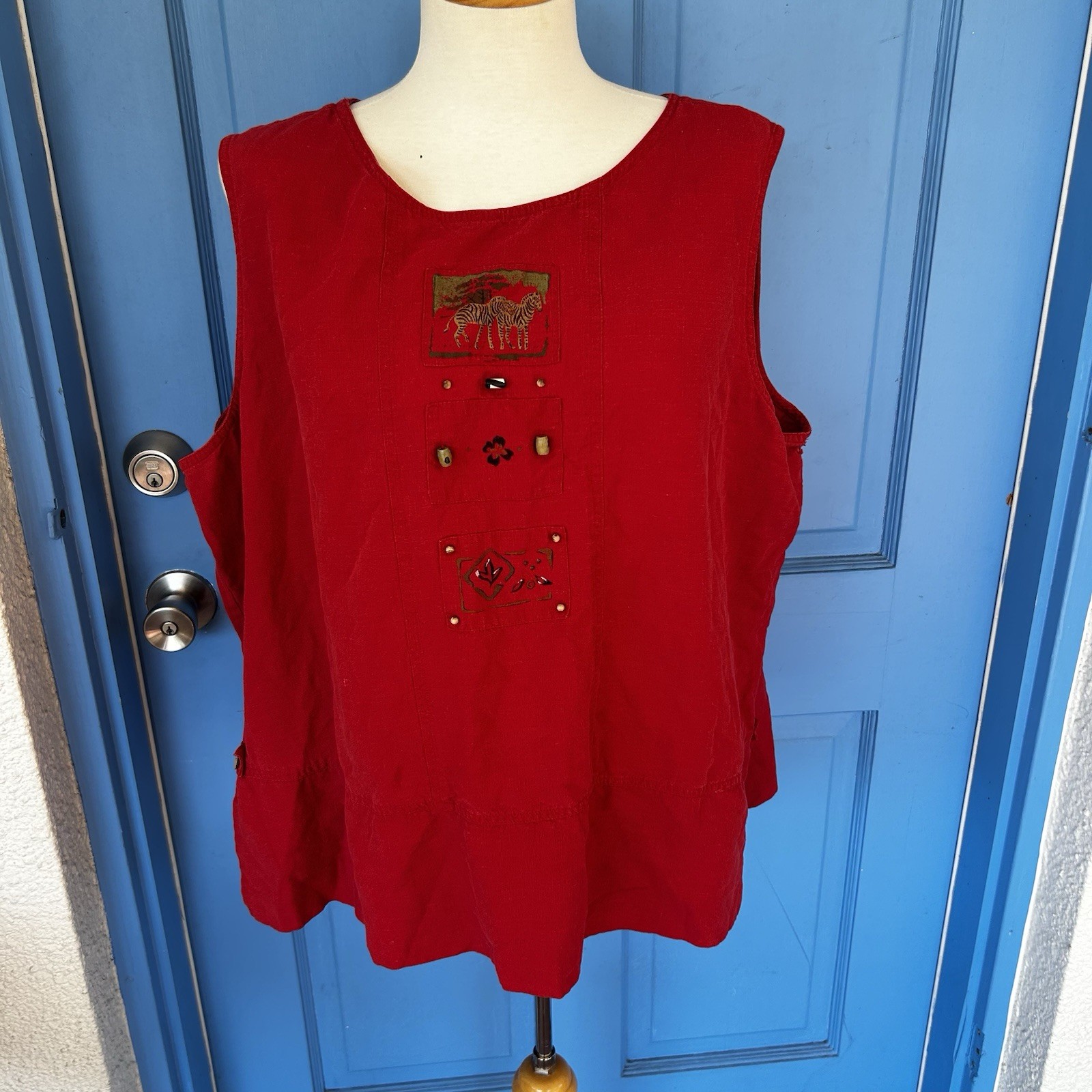 Vintage Red Erin London Sleeveless Top, 75% Silk