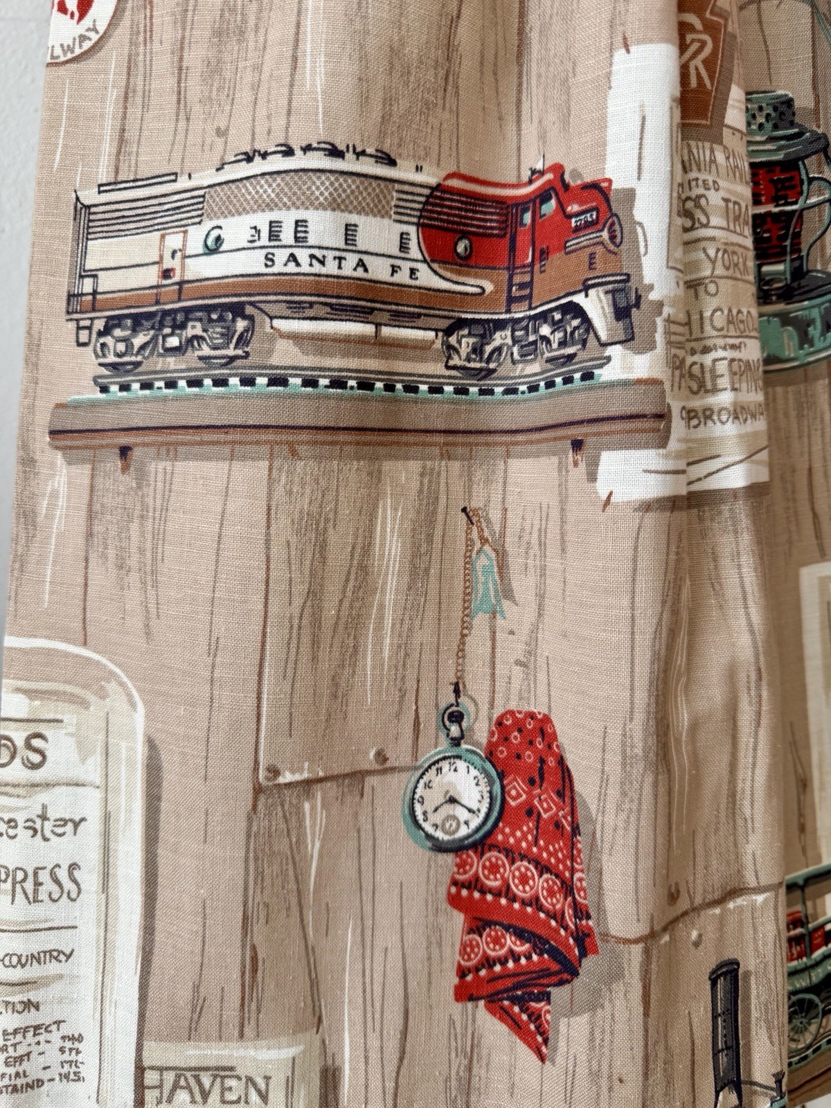 Vintage RAILROAD NOVELTY SKIRT 1950s w/ original BANDANNA NWT Santa Fe Train XS