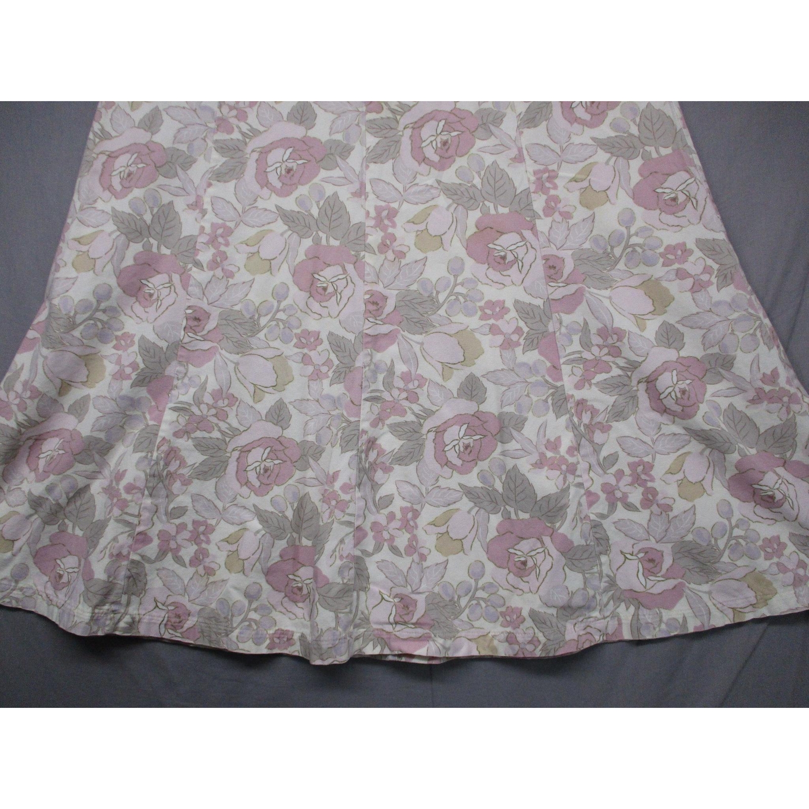 Calico Pink Gray Floral Vintage Boho Chic Aline Skirt Womens Size Large