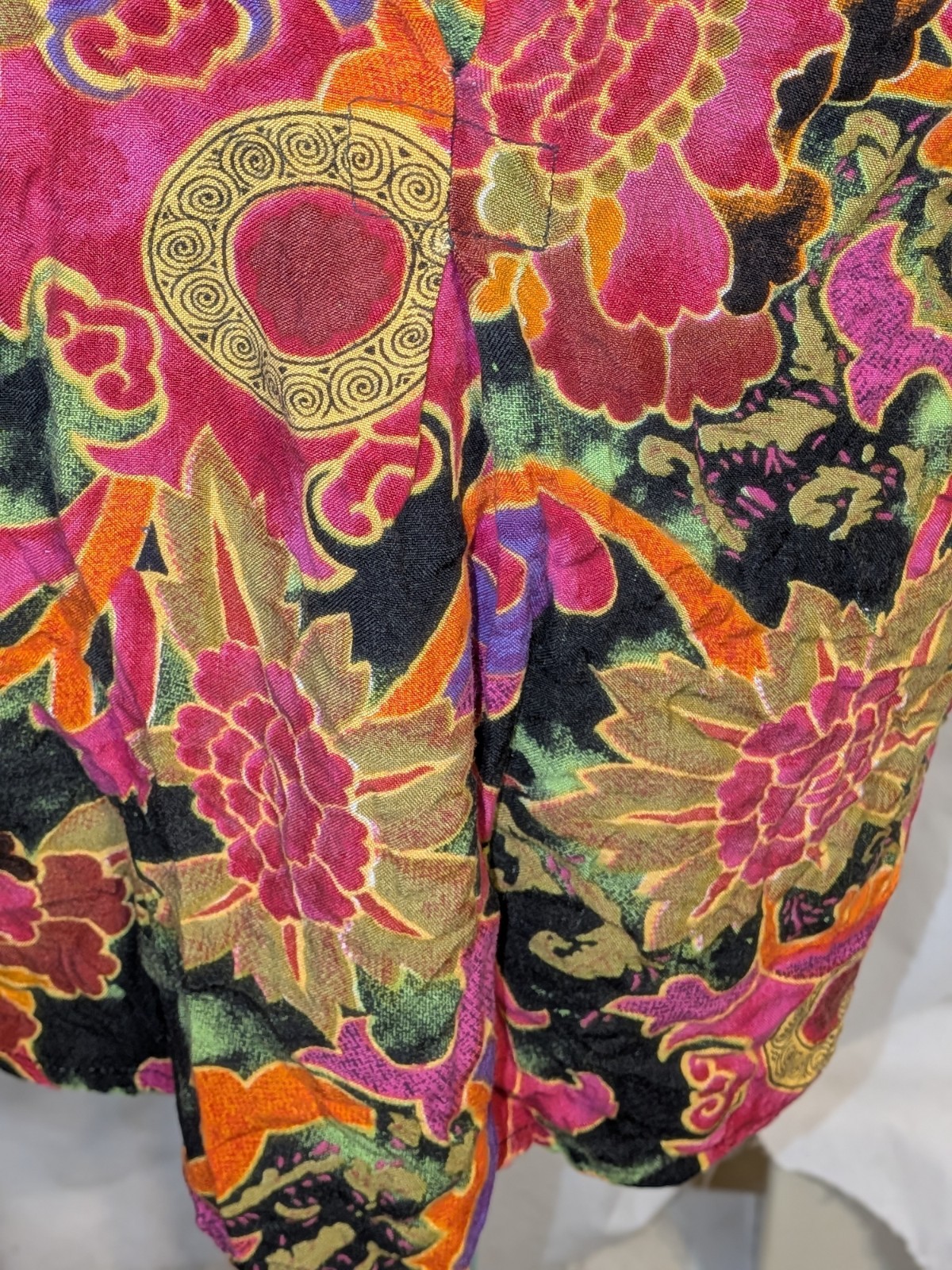 VTG 80s/90s Diana Marco Rayon Colorful Floral Artsy Button Down Blouse Sz 18