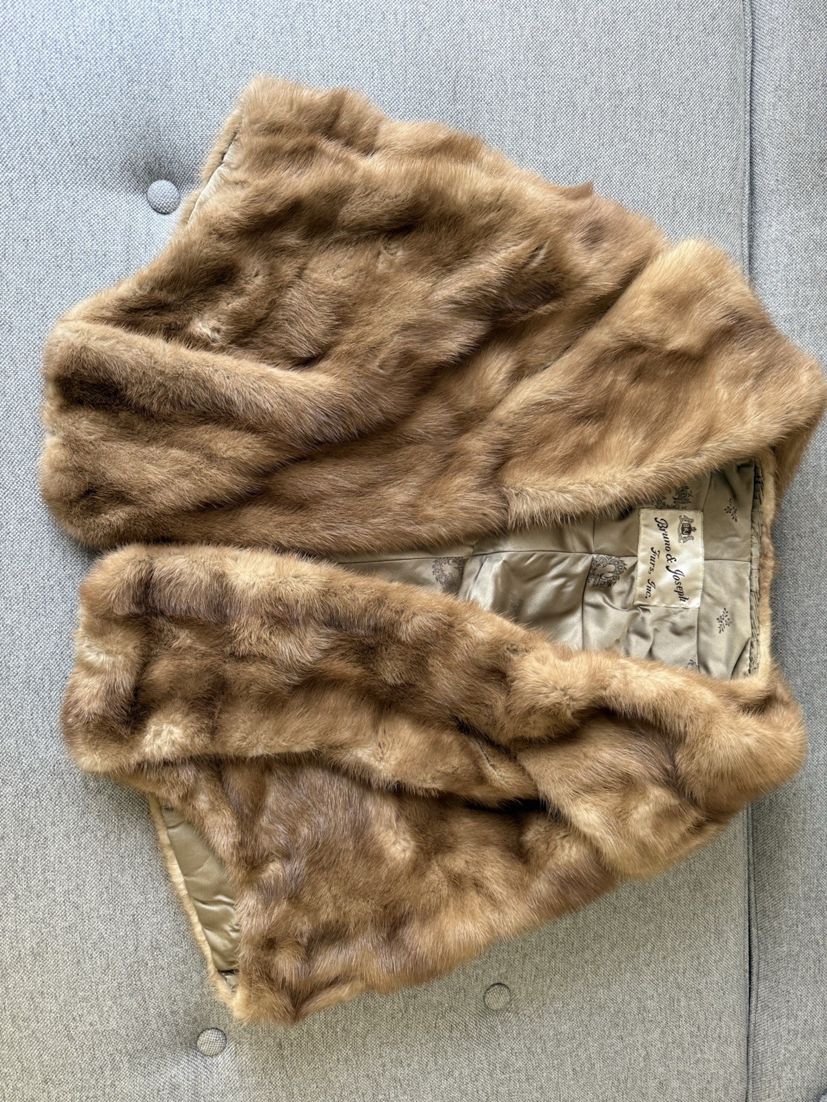 Vintage Mink Fur Stole Bolero Bruno & Joseph Furs Brown Real Fur Mid Century