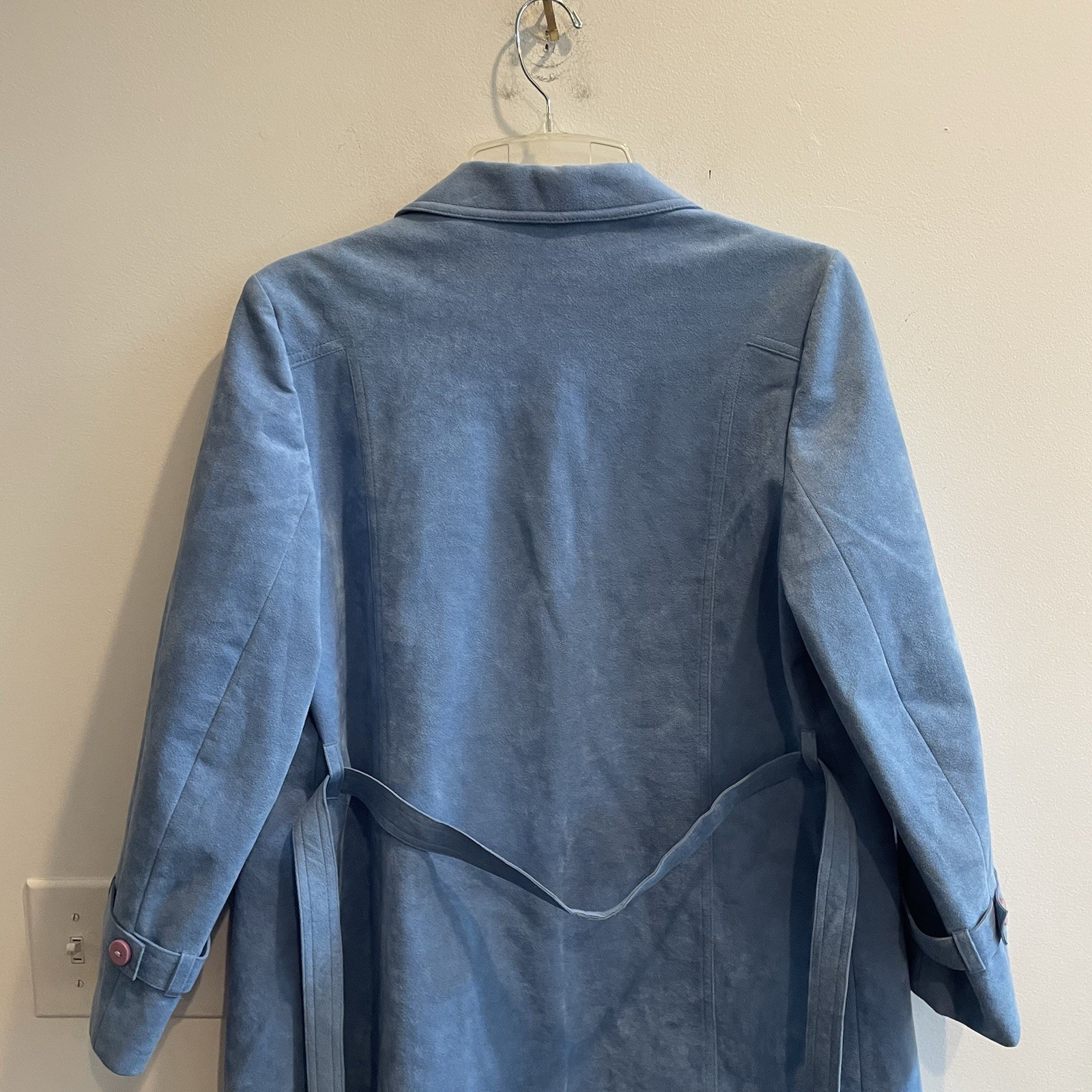 Vintage 70s Women’s Count Romi Blue Ultra Suede Long Swing Coat Sz 12 Trench