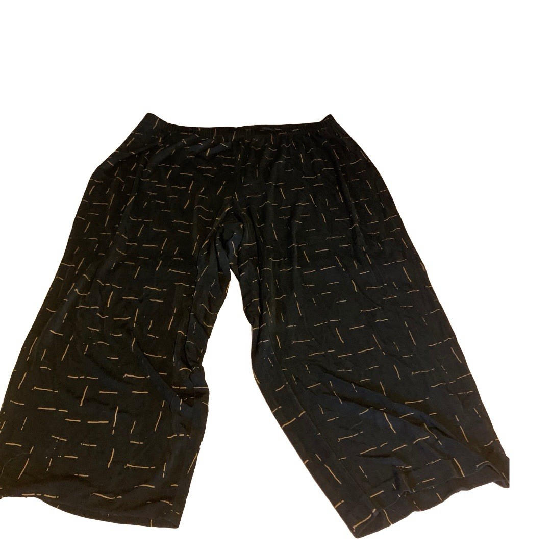 VINTAGE CLASSIC ELEMENTS BLACK & TAN SPECKLED WIDE LEG STRETCHY PANTS SIZE 1X