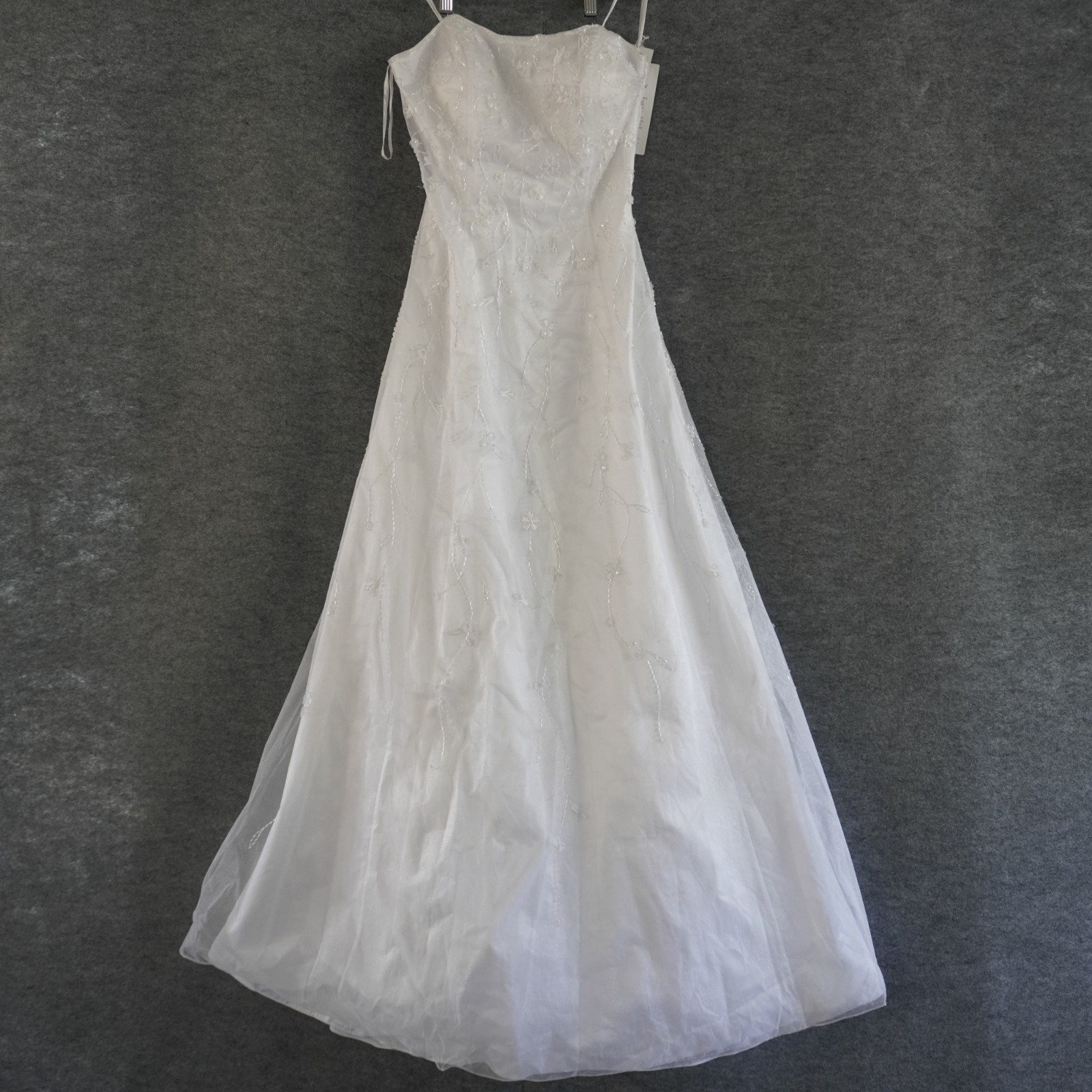 VTG Nina Canacci Wedding Dress Size 11 Fits Small 4 6 White Beaded Tulle Gown