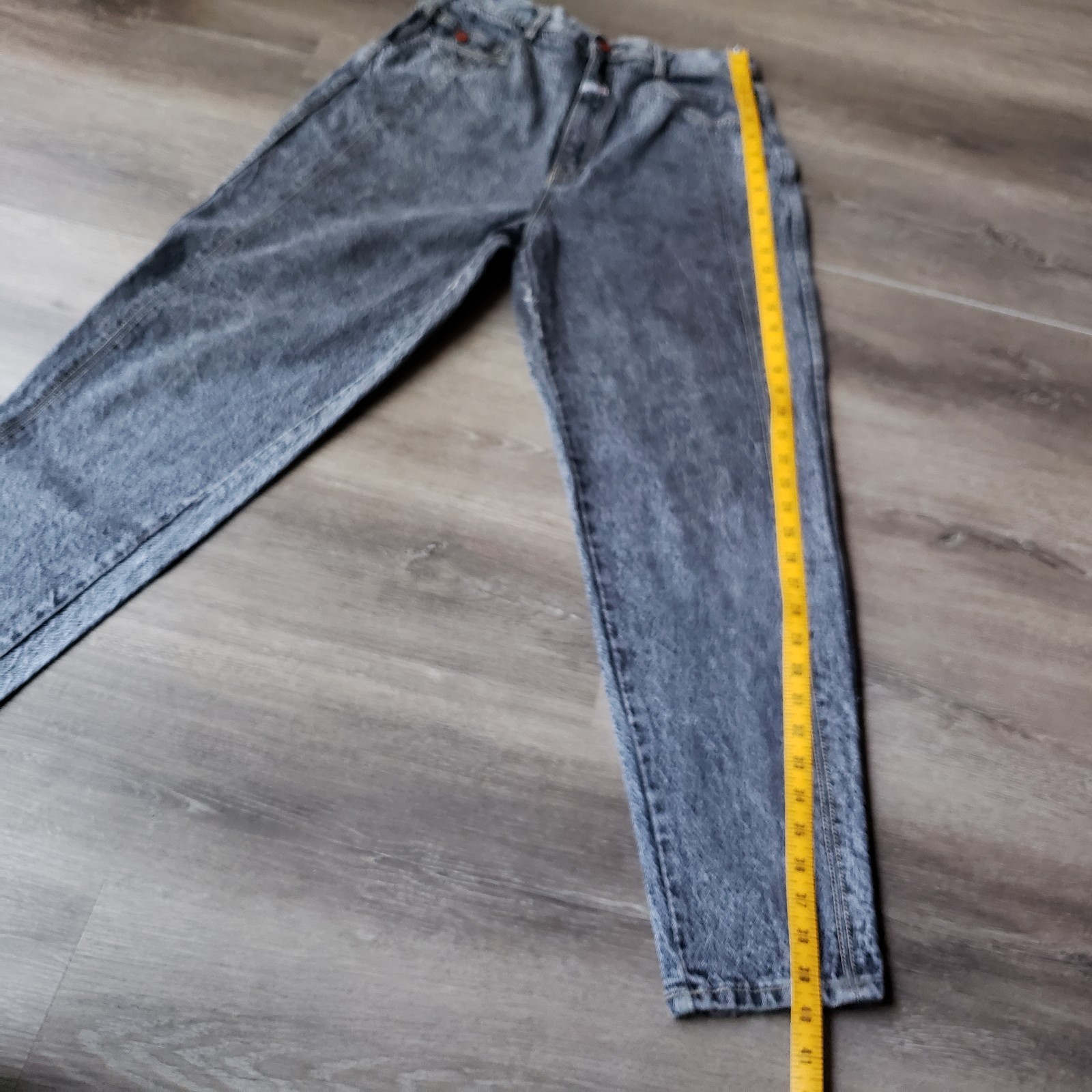VTG 80s Gitano Black Acid Wash Tapered Jeans Sz 14 RUNS SMALL 27″W DISTRESSED