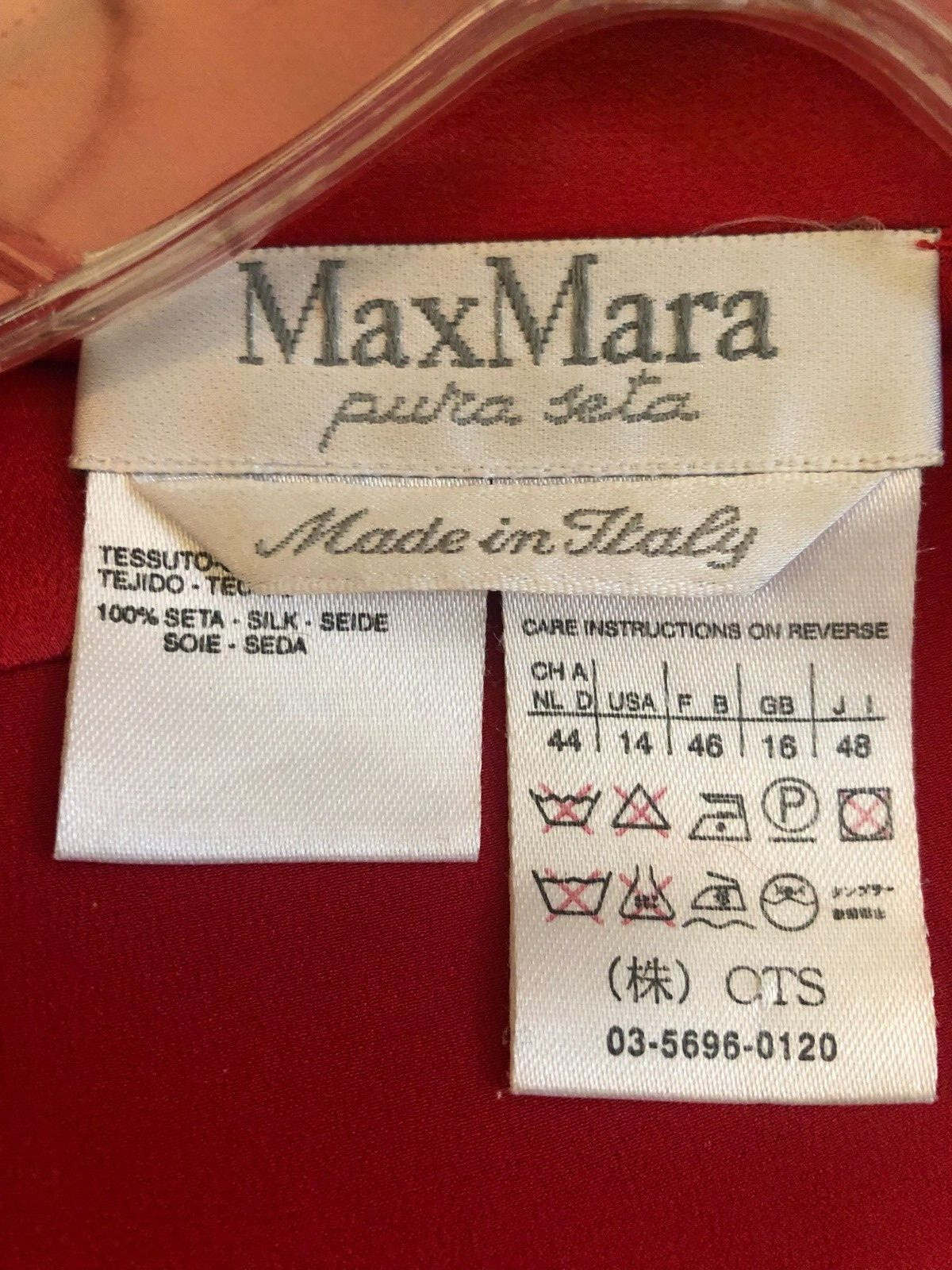VTG Max Mara Vintage 2 Piece Red Jacket/Blazer & Blouse Silk Made In Italy Sz 14