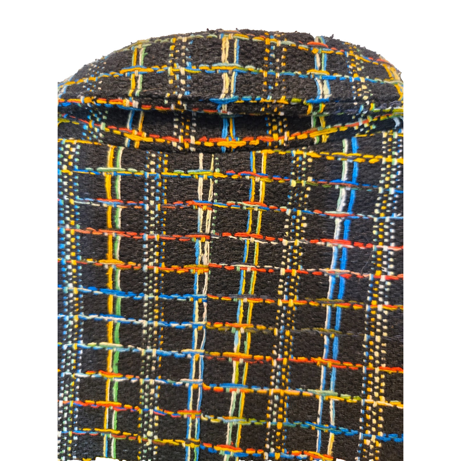 VTG 80s Soiree Handwoven Silk Crop Jacket. Womens L. Vibrant Rainbow Stitching