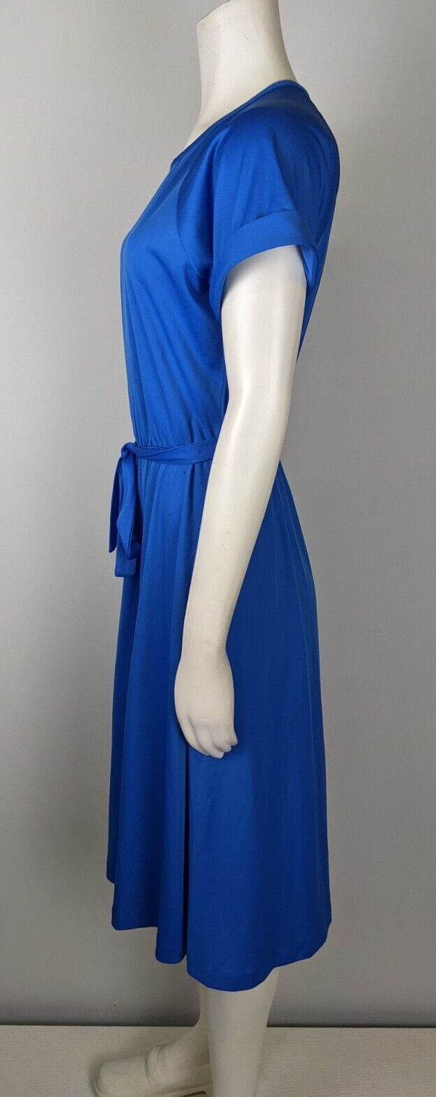 Vintage 70s Women’s Dress Size 12 Haband For Her Blue Belted Stretch Knit