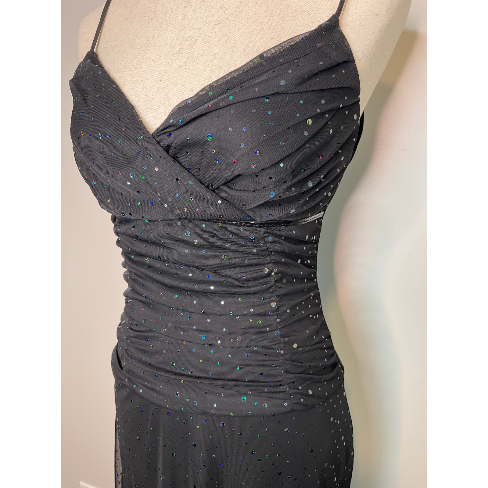 2000s Y2K Ruby Rox Black Sparkle Babydoll Whimsigoth Witch Hoco Prom Dress M