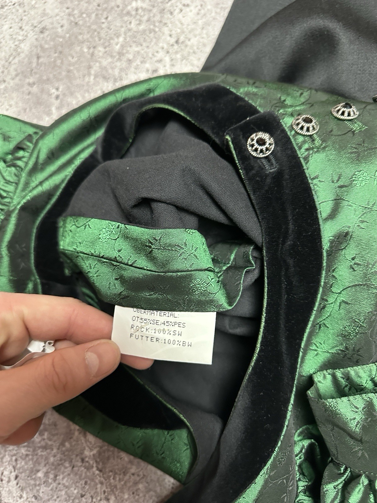 Wenger Austrian Style Trachten Austria Dress 44 Green/Black Vtg Metal Button