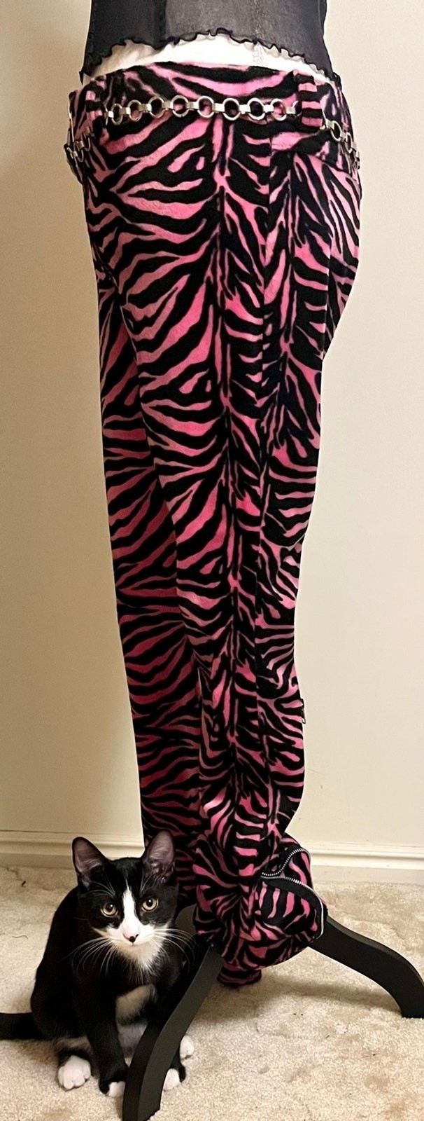 Y2K Vintage Serious Pink Zebra Print Fuzzy pants SZ 5