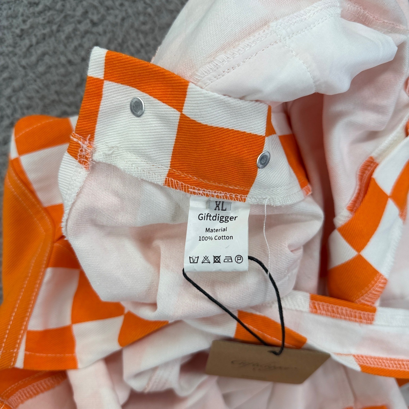 Giftdigger Orange White Overalls XL Checkerboard Bib Jumpsuit Tennessee Vols