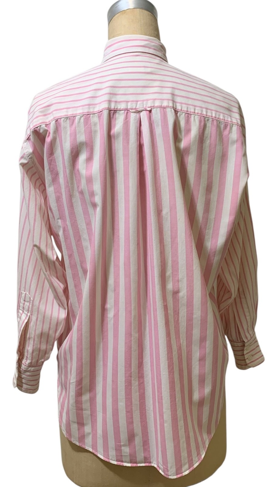 BANANA REPUBLIC Vintage 80s/90s Women’s LS Pink Cotton Stripe Blouse Shirt Sz S