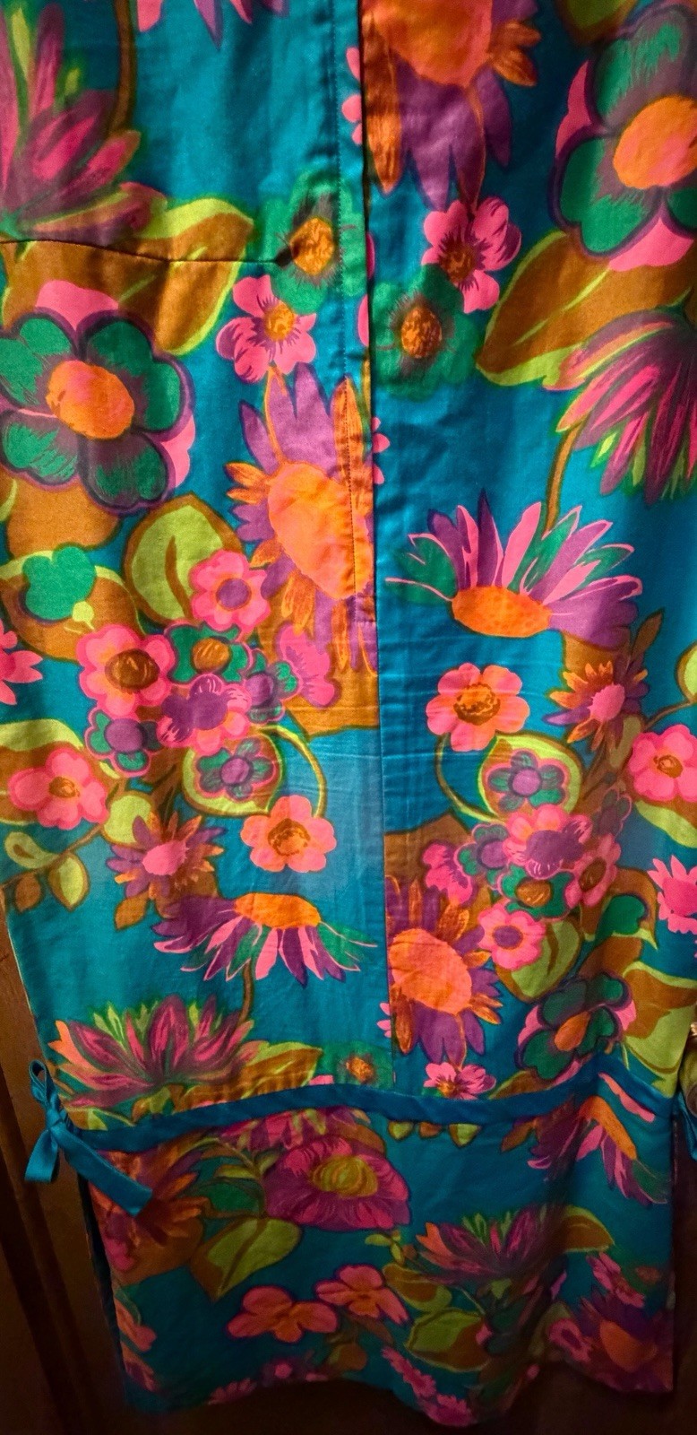 Vintage 60s 70s Hawaii M Bright Floral Print maxi Dress Multi Vibrant Colors