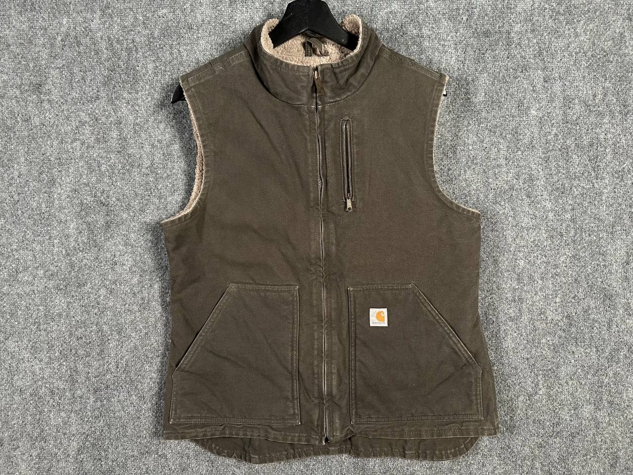 Carhartt Women’s M (8/10) Brown Washed Duck Sherpa Lined Mock Neck Vest
