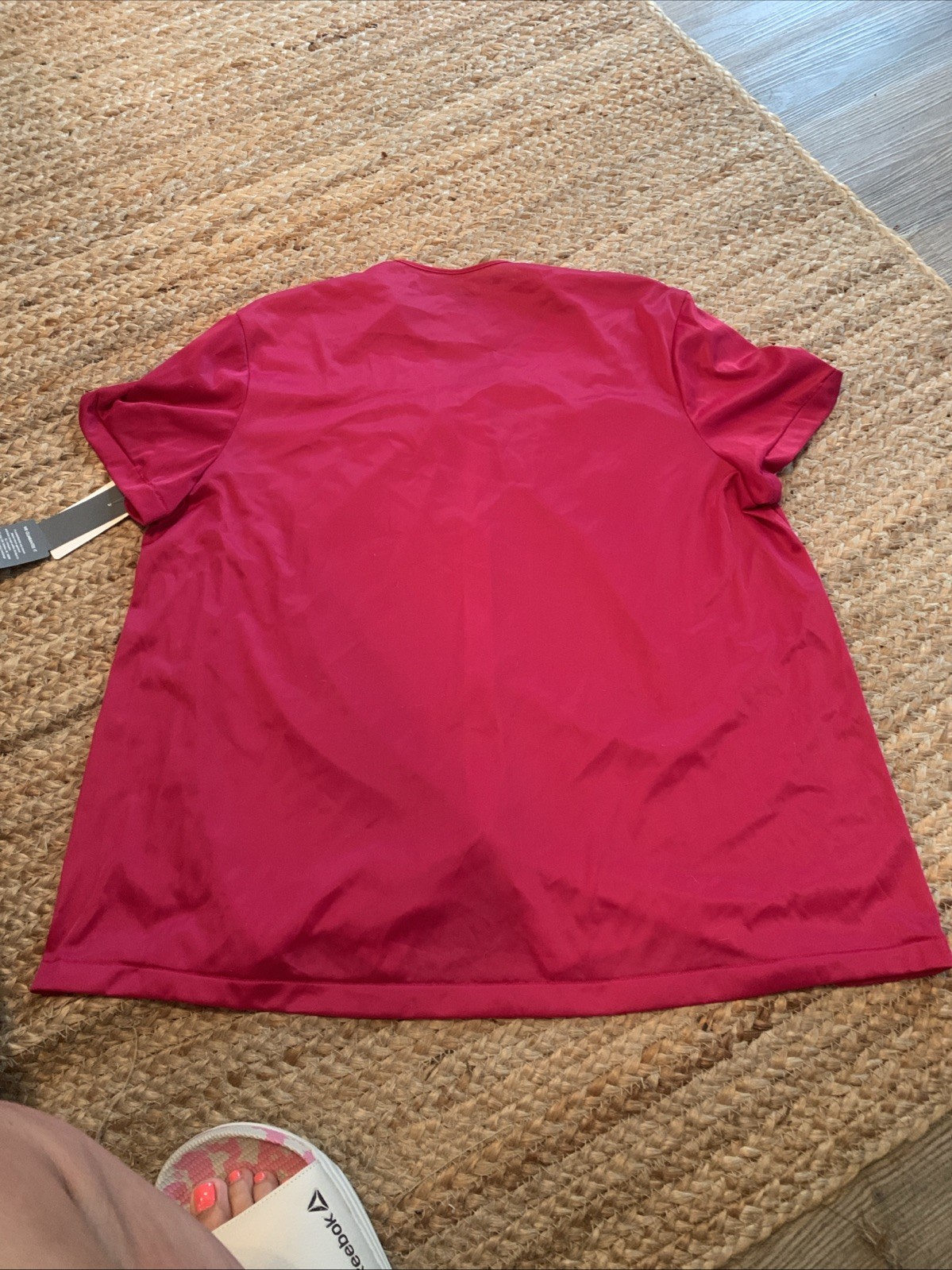 Vintage Exquisite Nylon Pajama Sleep Top Womens Large Beet Red Embroidered NWT