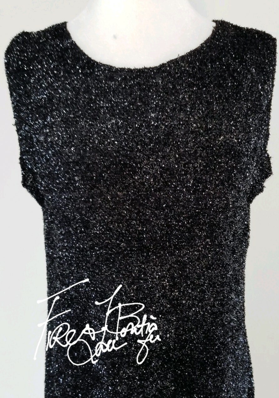 VINTAGE 60S 70S MARIBOU TRIM SPARKLE FLAPPER DRESS COSTUME SZ M L 8 10 12