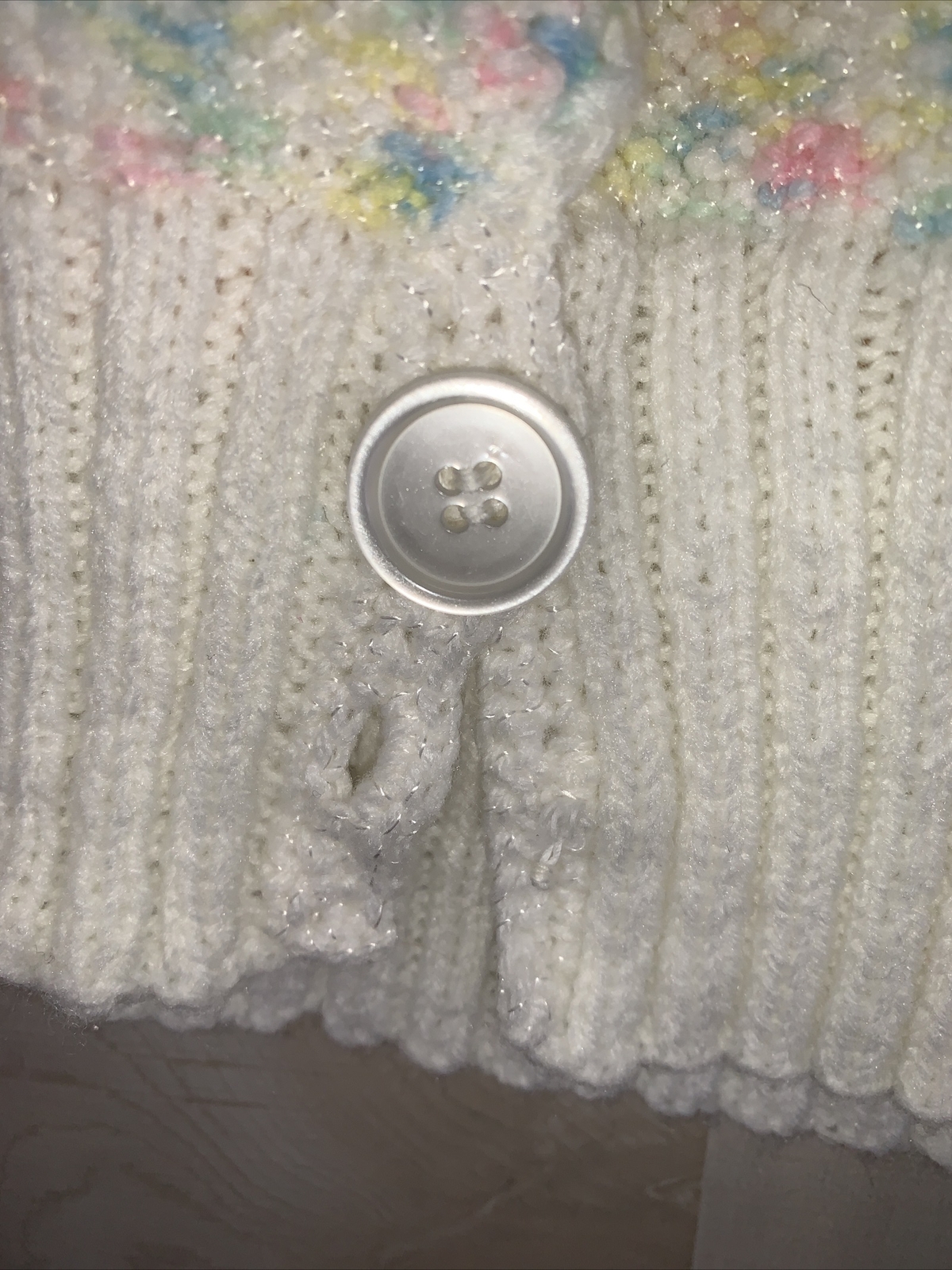 Vintage 1980-90s Handmade Knit Mutli-Color Womens Cardigan Sweater-8037