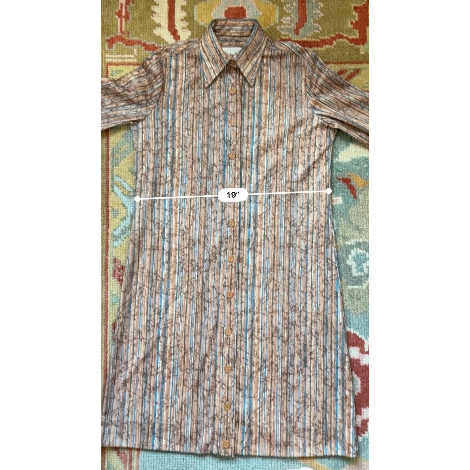 Vintage 1970s Bleecker Street Shirt Dress | Jonathan Logan Brown Blue Stripe