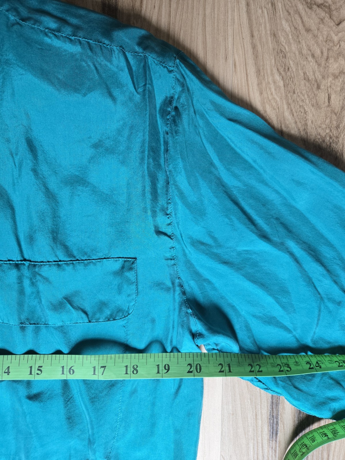 Vintave Shirt Joule Energy Teal Green/silk/sizeM/blouse/pocket/button/longsleeve
