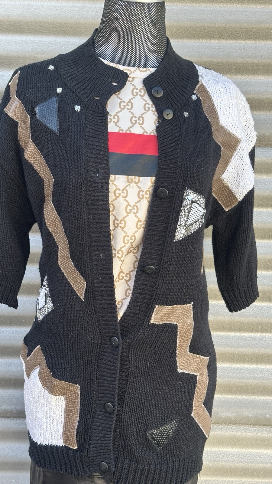 Vintage Spice Of Life Sweater Women’s Small Colorful Knit 80s Button Up Retro