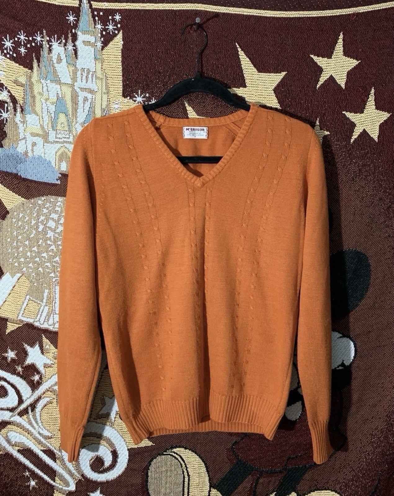 Vintage 60s Womens Mcgregor Orlon Acrylic Knit Sweater Size S USA MADE Orange