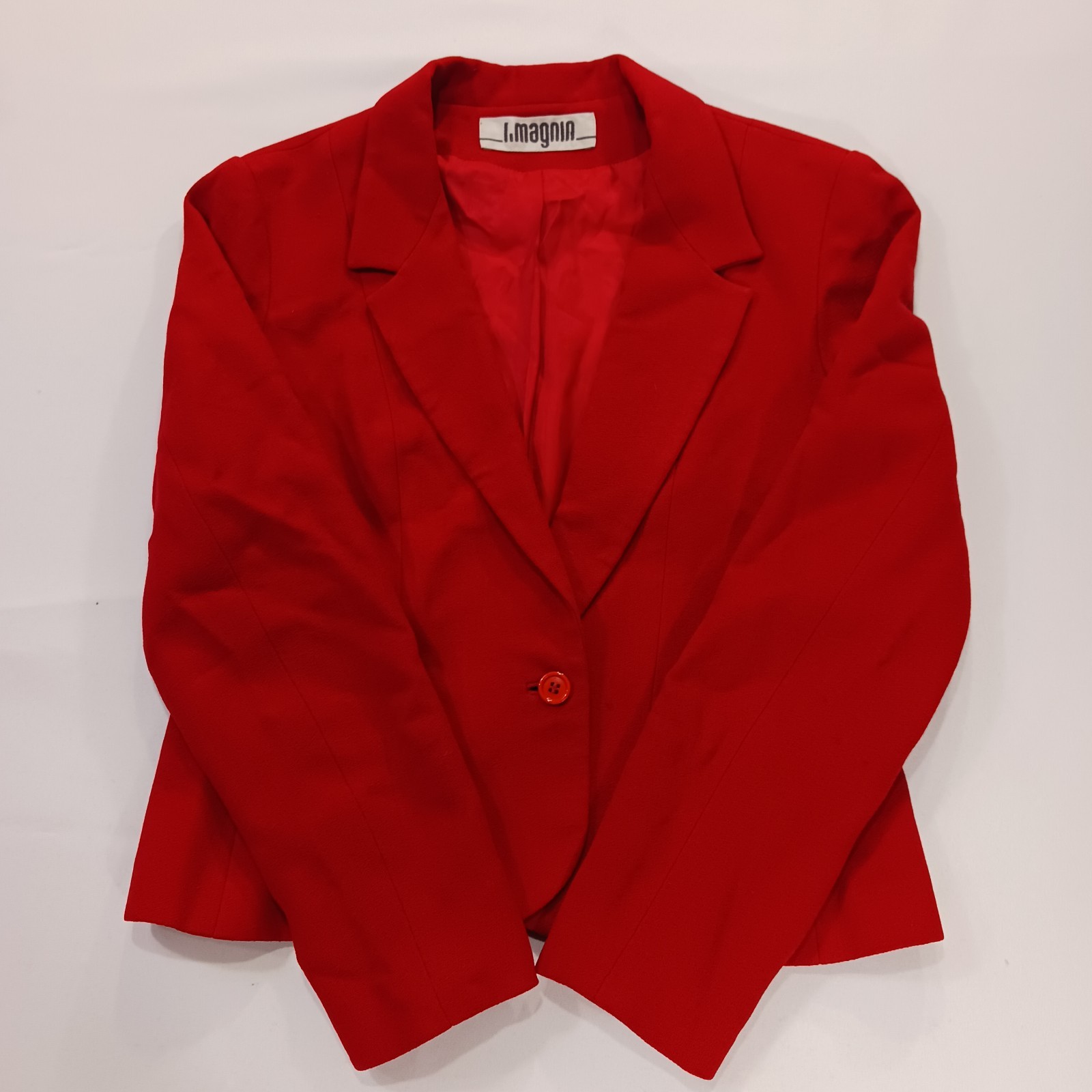 Vintage I. Magnin David Hayes Women’s Red 100% Pure Wool Blazer Jacket Size 14
