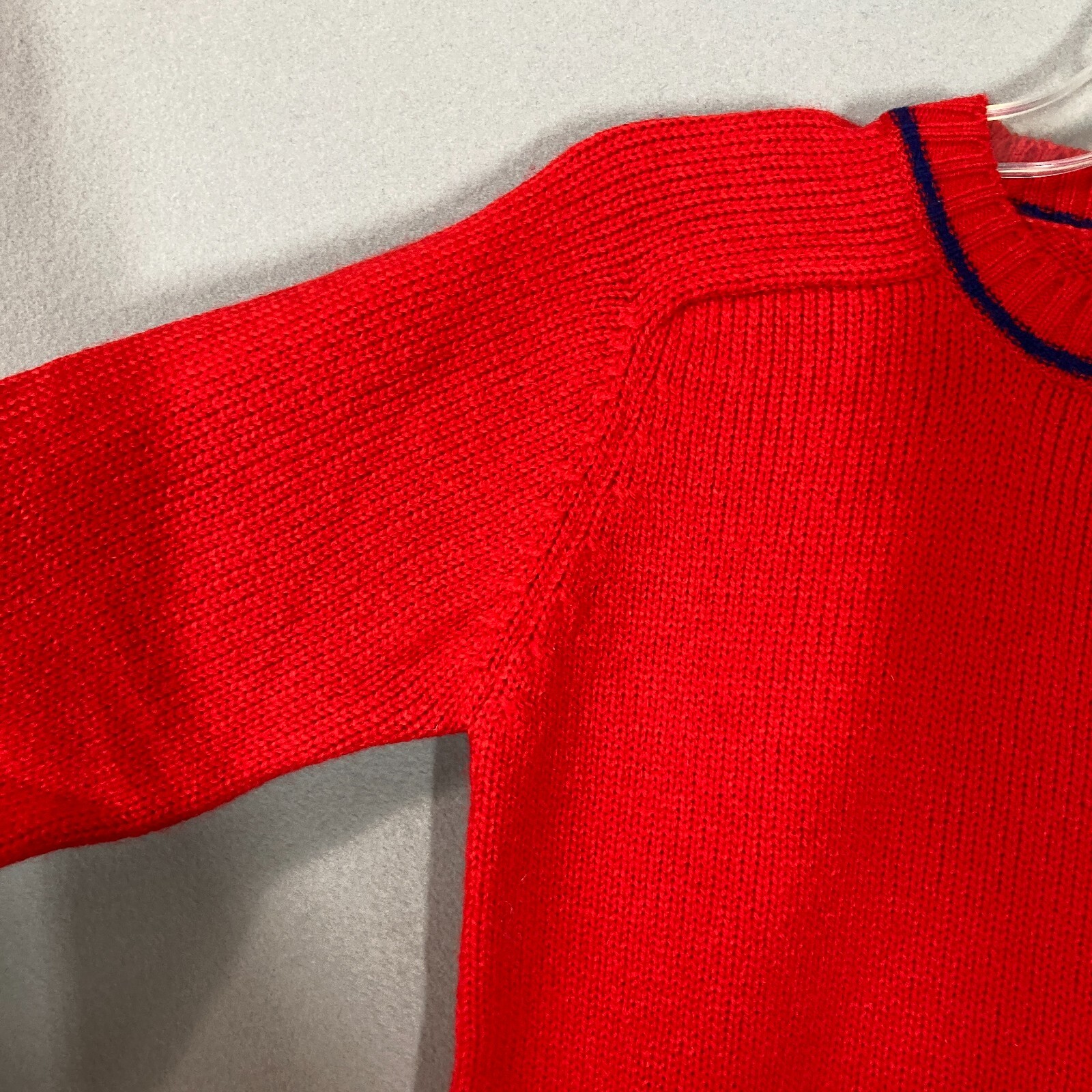 Vintage 80s 70s Sweater Red Womens Small Fits XS School girl Rockabilly Knit L/S