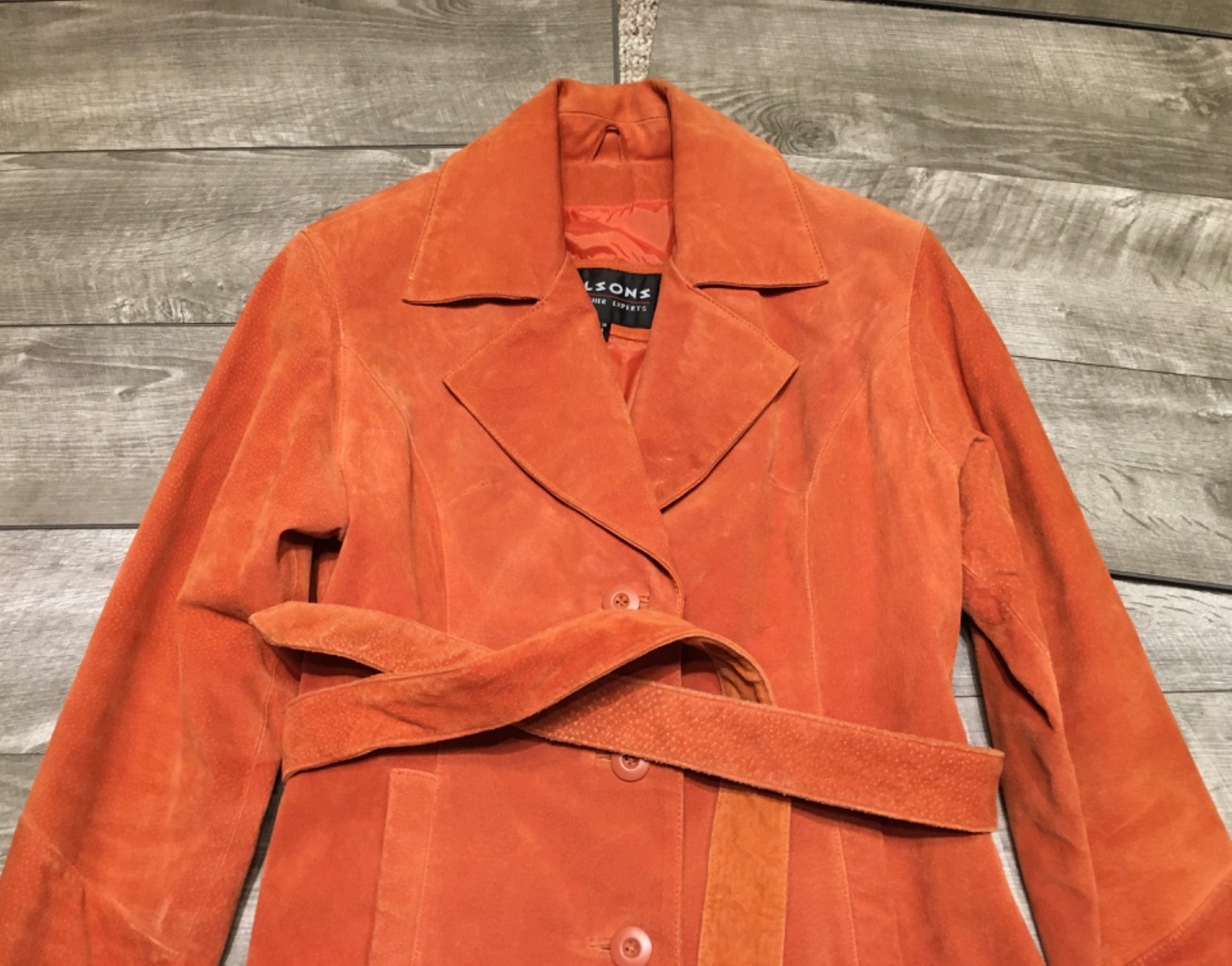 Wilsons Riding Rust Suede Leather Orange Bomber Womens Coat Jacket Size Medium
