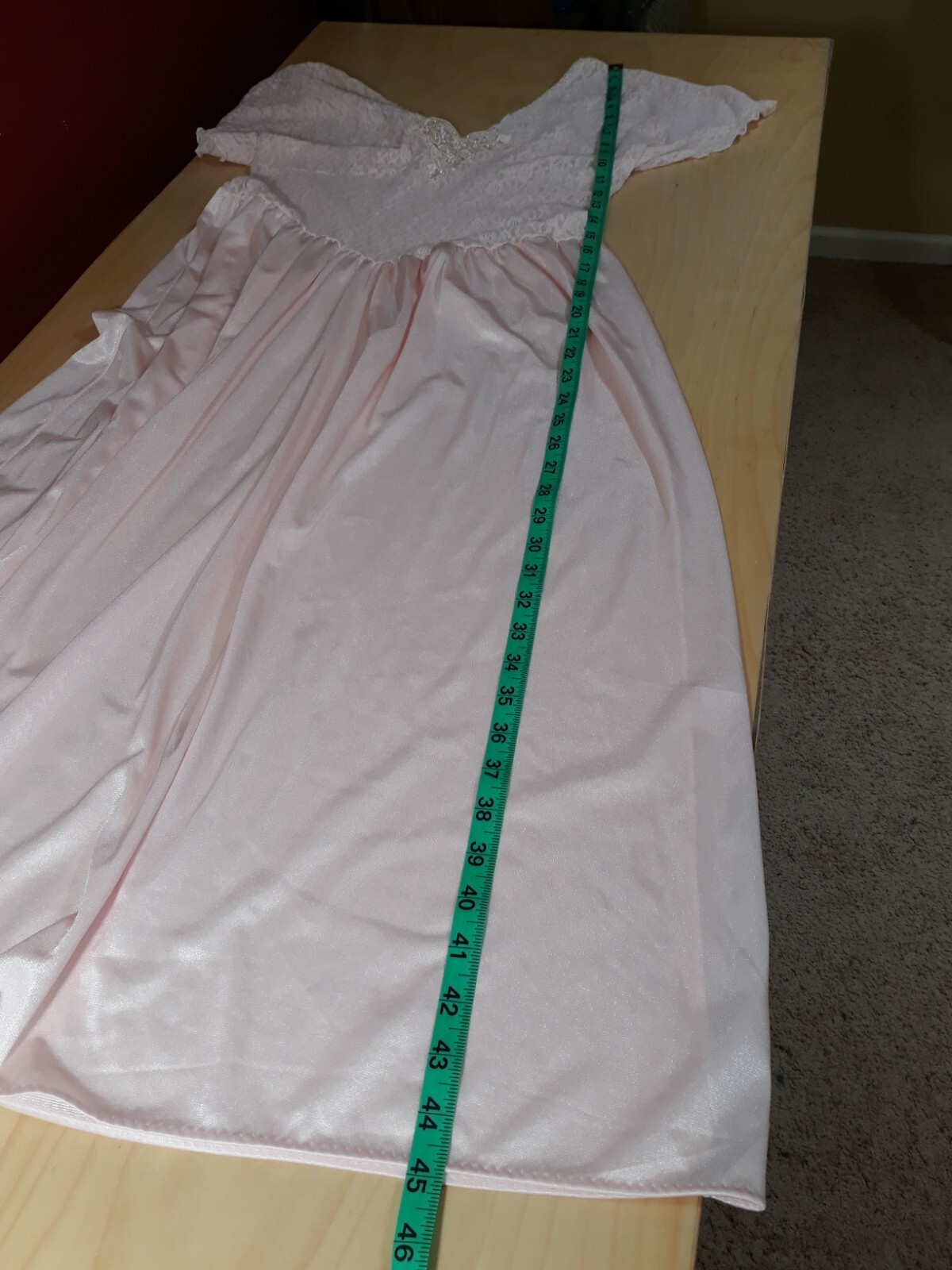 Vtg 80s Cinema Etoile Pink Maxi Nightgown Sexy Lace & Satin L Hollywood Glamour