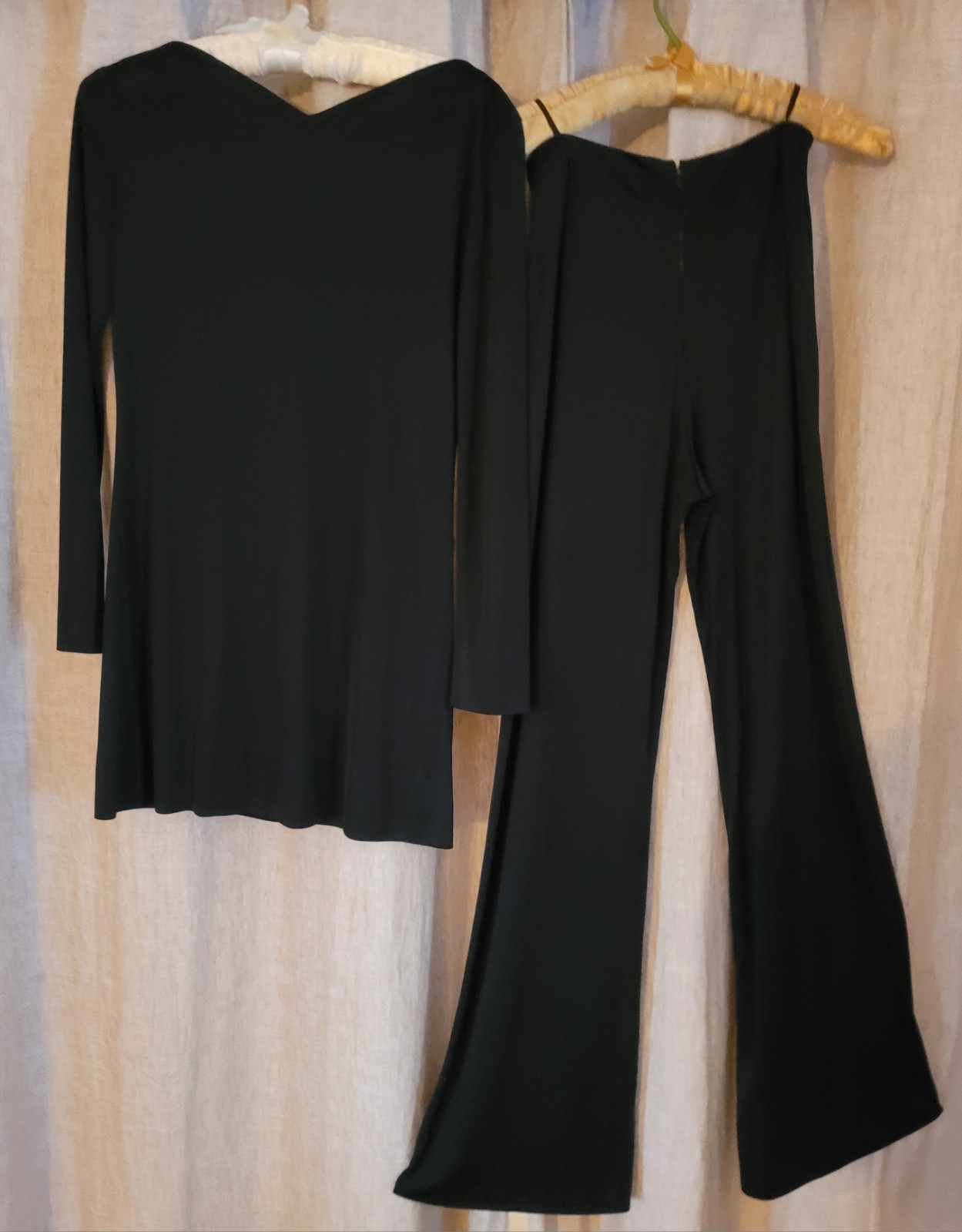 EMILIO PUCCI Vintage Mid 60s Haute Couture Black Silk Jersey Top Pants Set 8 XS