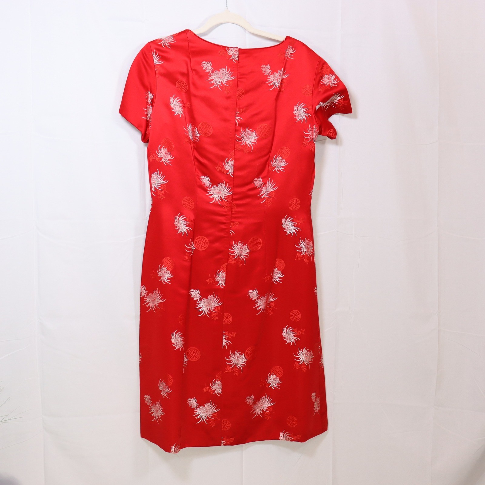 Ying Tai Red Silk Floral Cheongsam Dress Medium Red Womens Vintage Qipao