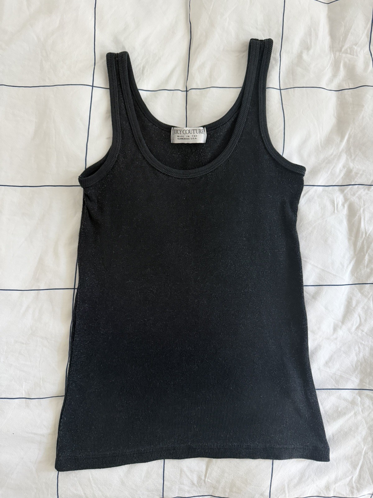 Juicy Couture y2k ribbed black grunge faded super soft tank indie skater punk LG