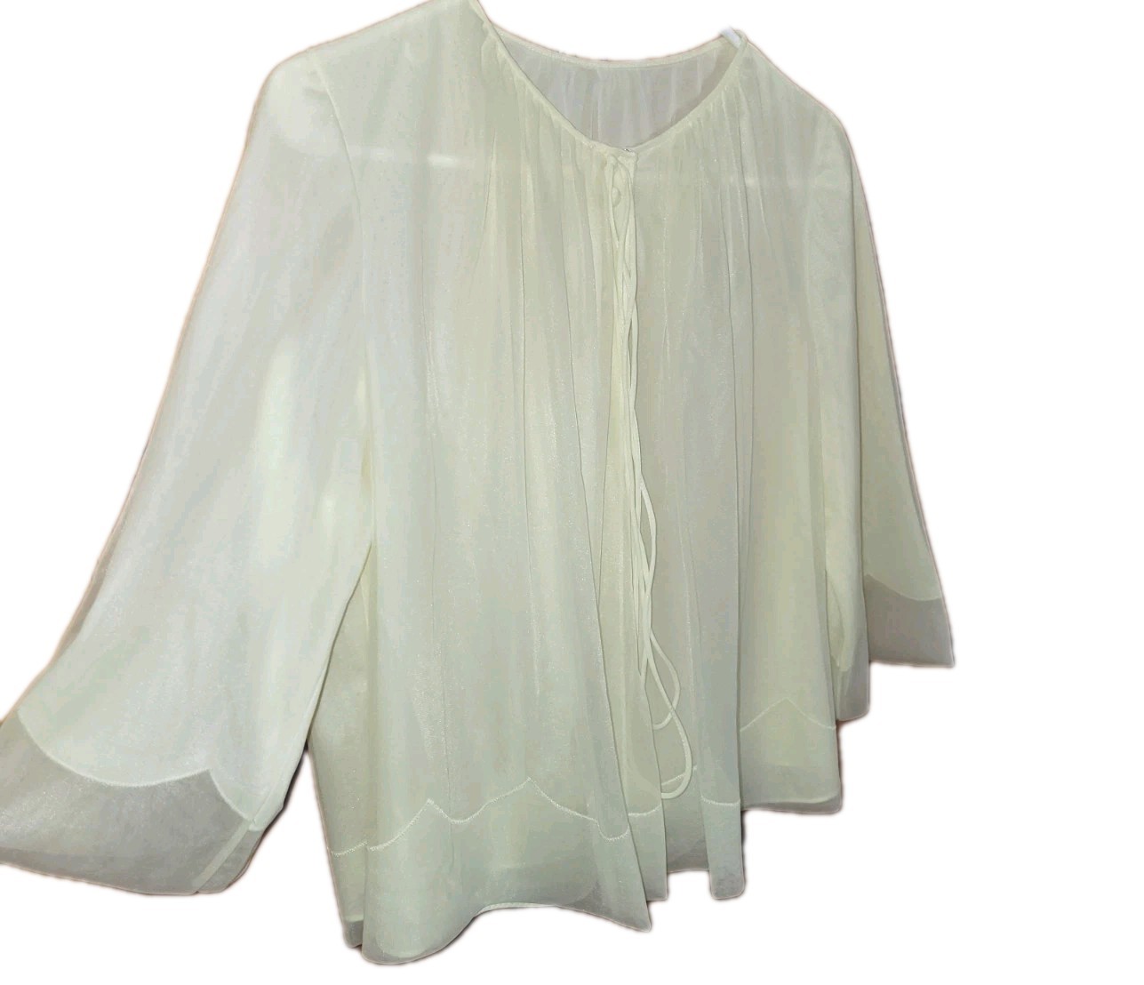 Vanity Fair Butter Cream Yellow Bed Jacket Nitey Teddy Med Womens Layered Gown