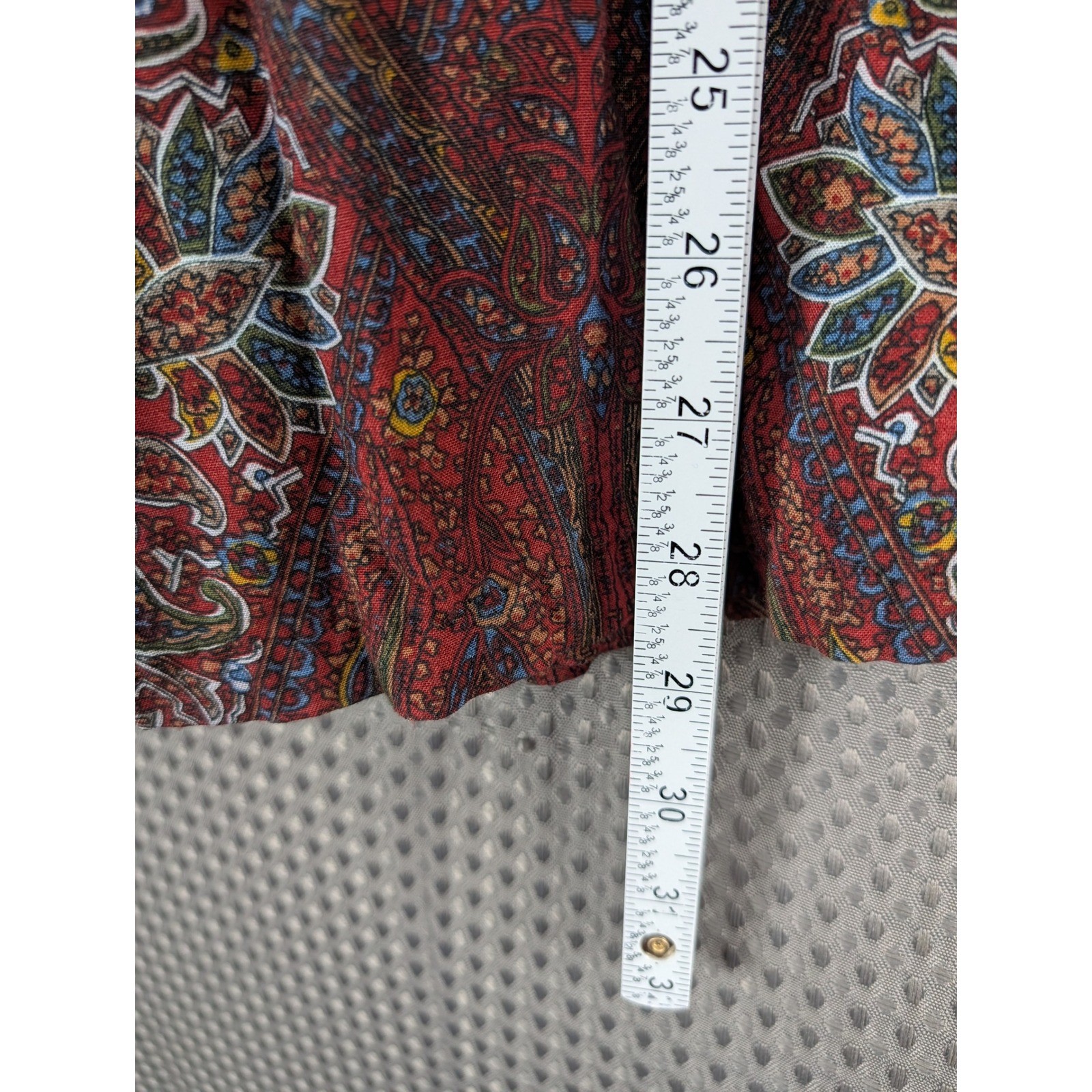 Vintage Kensington Square Paisley Skirt Petite Pleated Boho Midi Red Multicolor