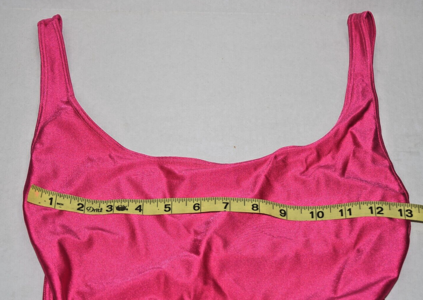 Vintage Swimsuit Aruba Size 12 80s Shimmery Hot Pink Black Belt Open Back NWT