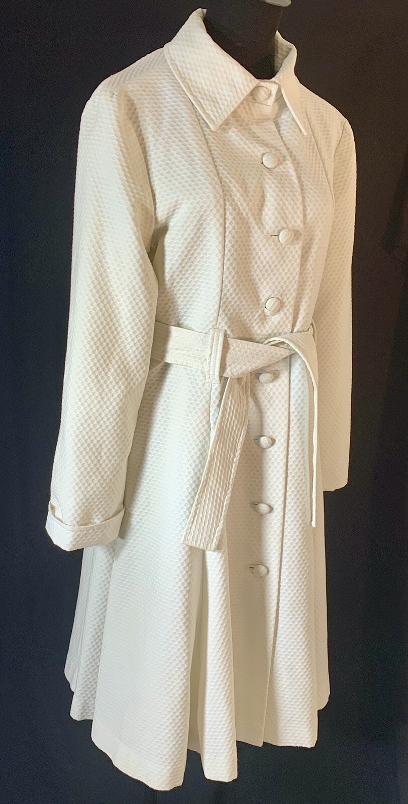 VTG- Marguerite Rubel COTTON WHITE LIGHT WEIGHT SWING TRENCH Super Chic Medium
